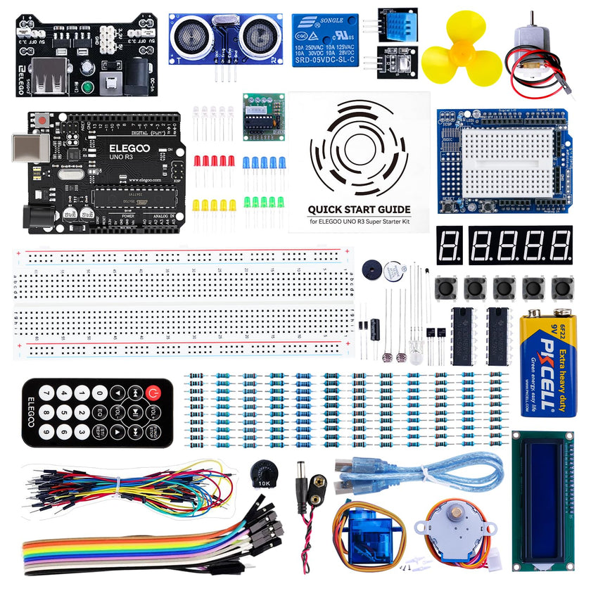 ELEGOO UNO R3 Super Starter Kit Compatible for Arduino- 60+ Components, 24-Lesson Tutorial, STEM Education Kit for Beginners Ages 10+ (Incl. Power Supply & 9V Battery) 🍁 All In One Marketplace Canada