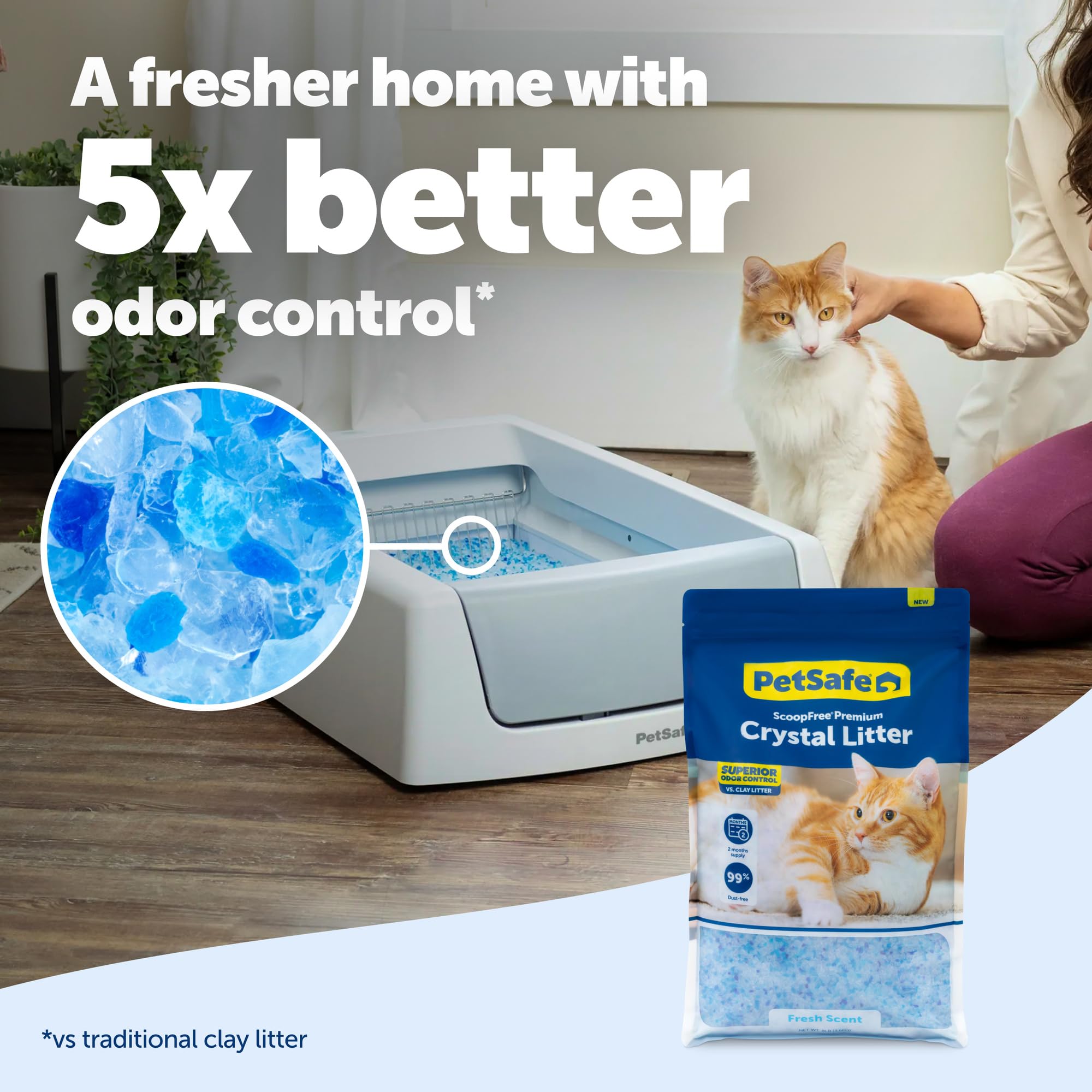 ScoopFree Premium Fresh Scent Crystal Litter, Superior Odor Control, Absorbs 5X Faster, Low Tracking for Less Mess, Lasts up to 2 Months, Lightly Scented (8 lb Bag) 🍁 All In One Marketplace Canada