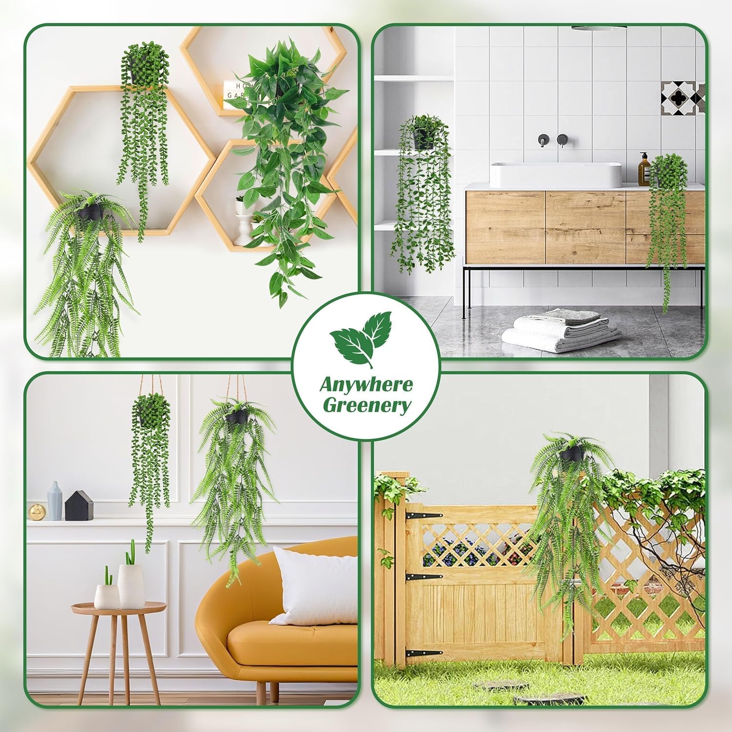 Der Rose 4Pcs Fake Plants, Artificial Plants Fake Hanging Plants for Boho Home Bathroom Bedroom Living Room Office Wall Shelf Decor Indoor Outdoor 🍁 All In One Marketplace Canada
