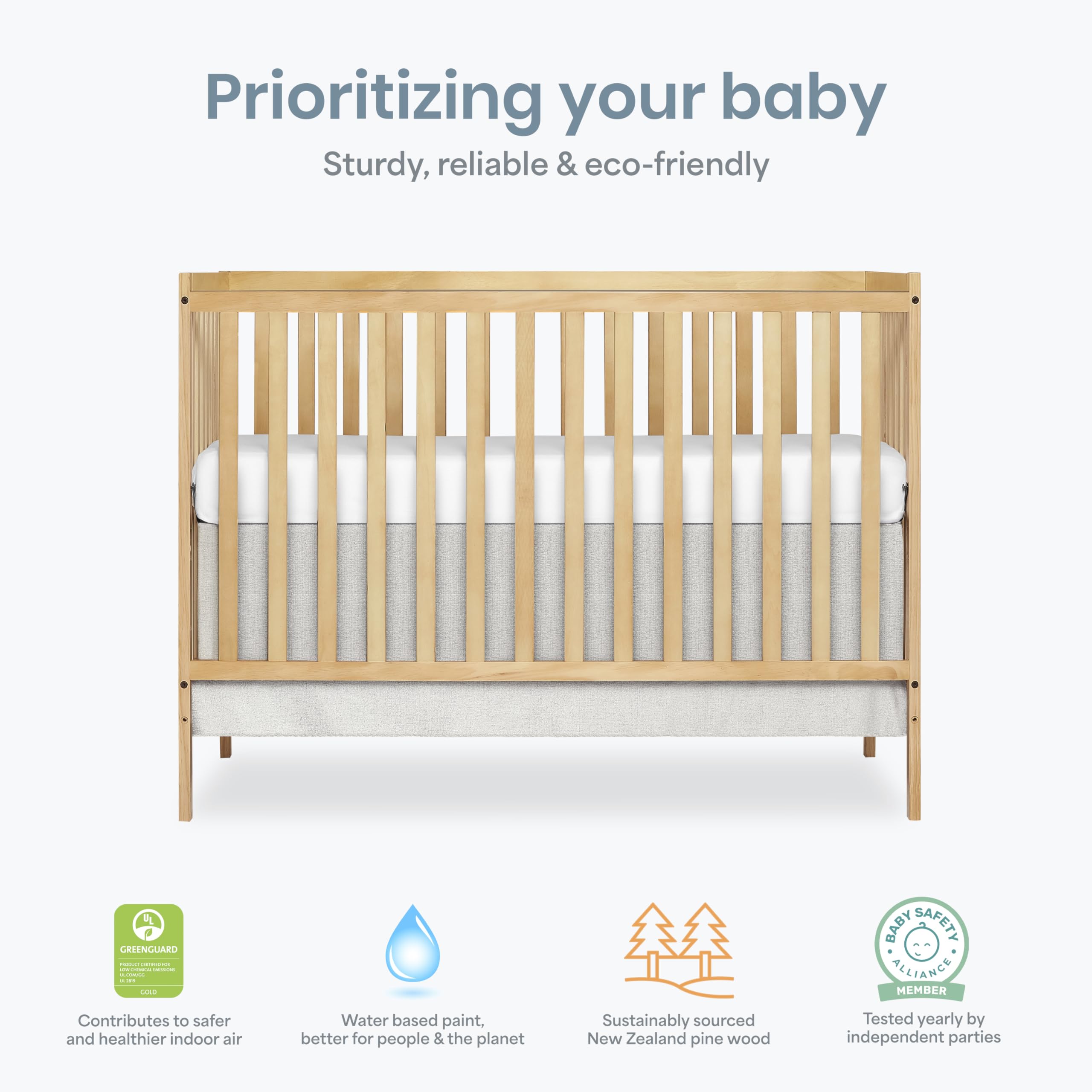 Dream On Me Synergy 5-in-1 Convertible Crib in Natural, Greenguard Gold Certified, BSA Certified, 3 Mattress Height Settings, Classic Nursery Furniture 🍁 All In One Marketplace Canada