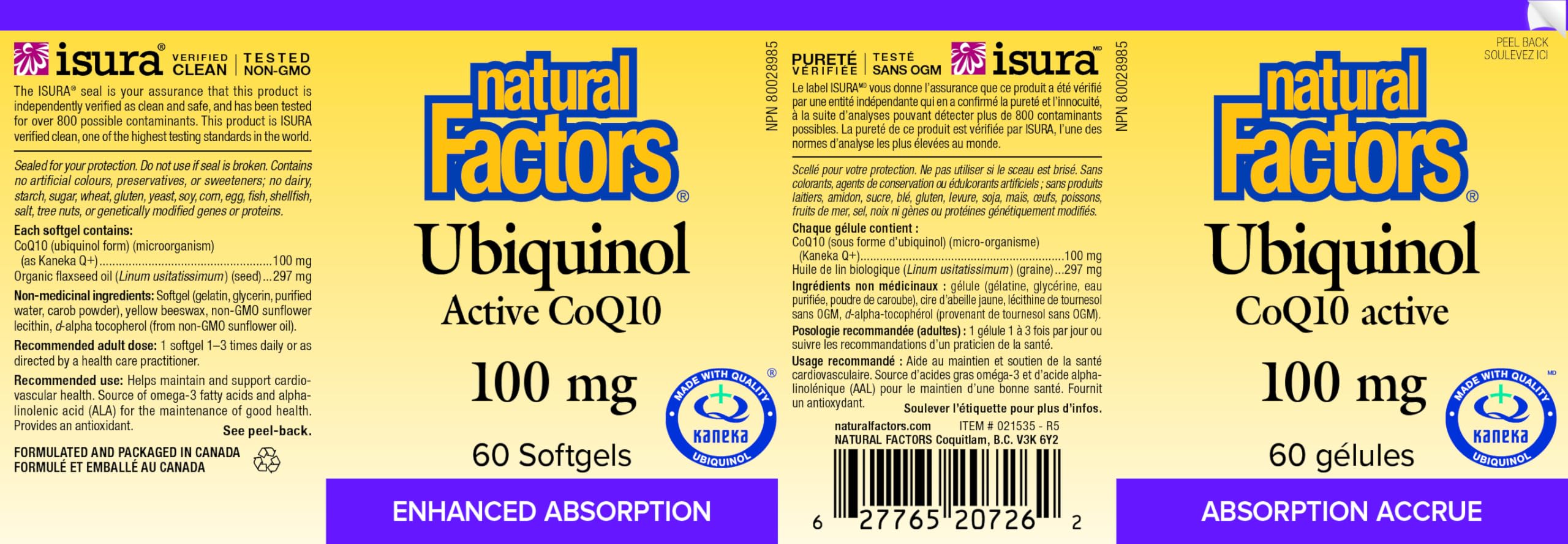 Natural Factors Ubiquinol Active CoQ10 100 mg, 60 Softgels, Supports Cardiovascular Health, Proudly Canadian 🍁 All In One Marketplace Canada