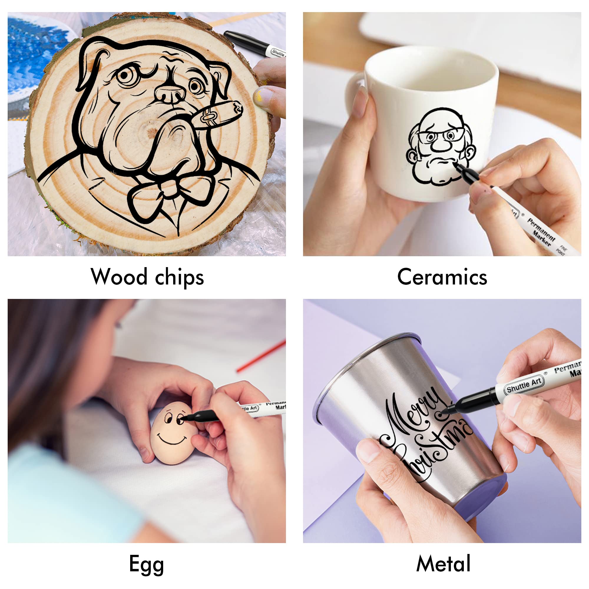 Shuttle Art Permanent Markers, 30 Pack Black Permanent Marker set,Fine Point, Works on Plastic,Wood,Stone,Metal and Glass for Doodling, Marking… 🍁 All In One Marketplace Canada