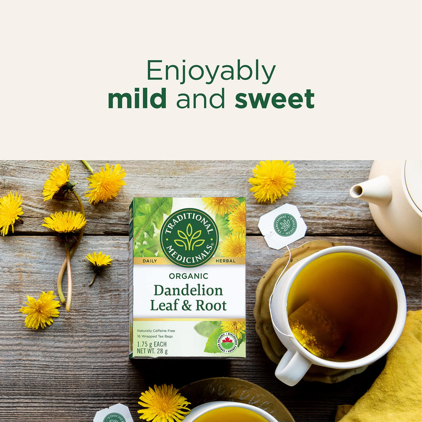 Traditional Medicinals - Organic Dandelion Leaf and Root Herbal Tea (Pack of 6) - 96 Tea Bags Total 🍁 All In One Marketplace Canada