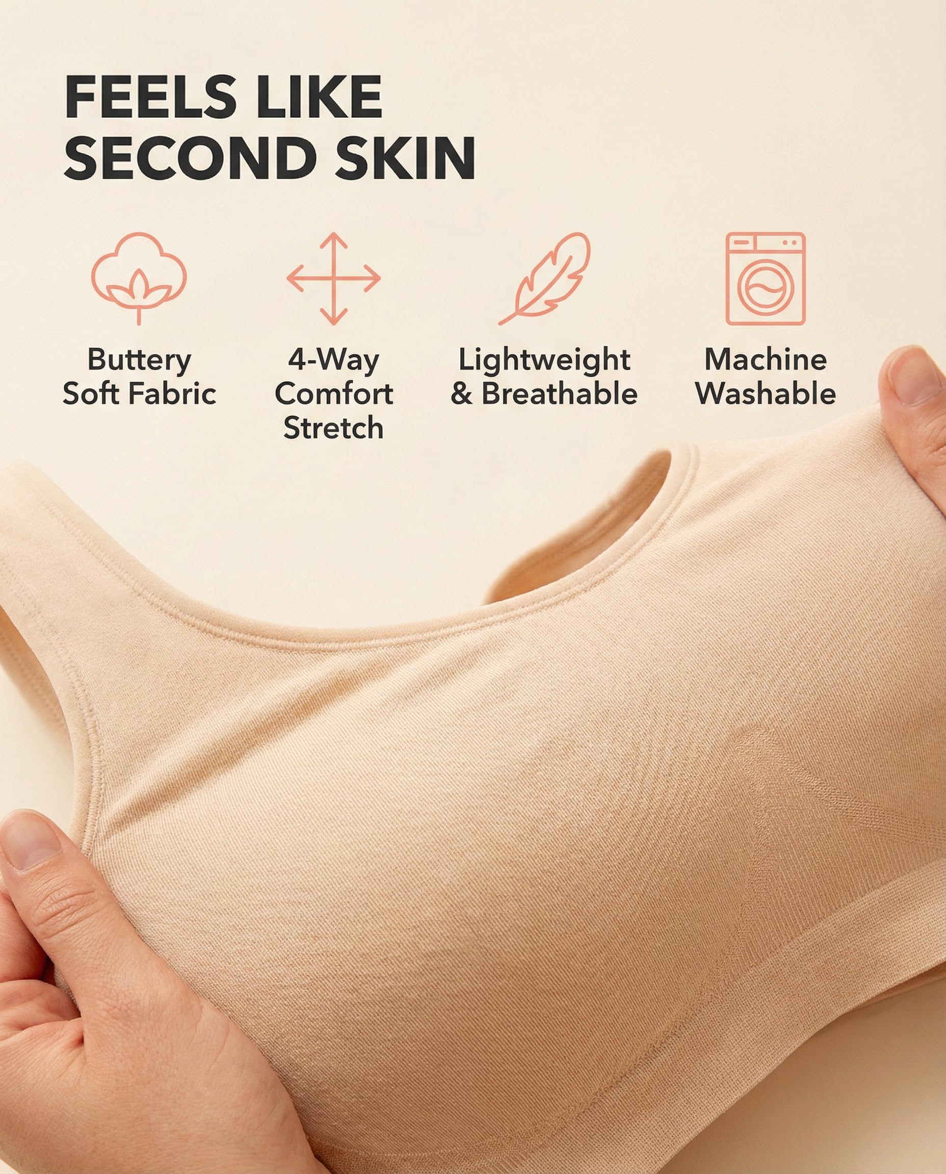 SHAPERMINT Wireless Bras for Women - Full Support Seamless Bralette, Compression Sports Bra, Plus Size Minimizer Bras, Padded Wirefree Bra for Women Nude 🍁 All In One Marketplace Canada