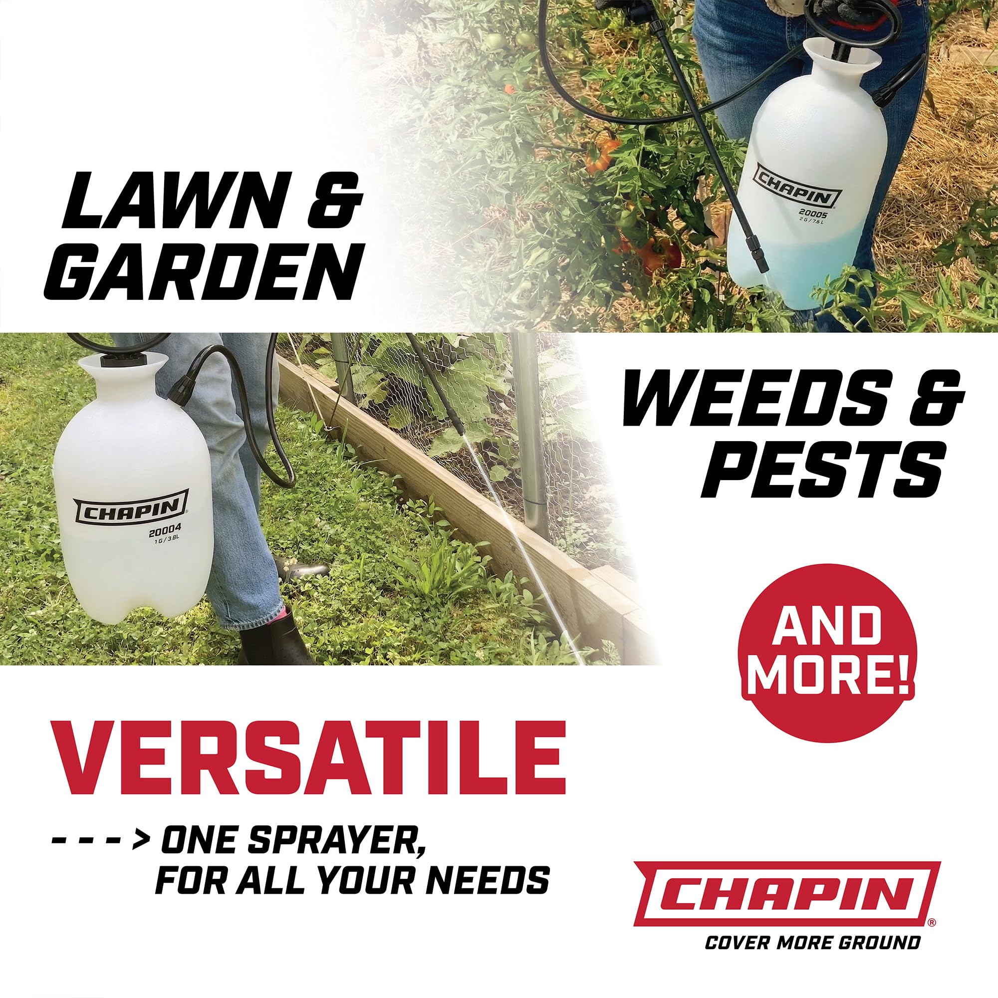 Chapin 22000 Pump Sprayer, 1G (4.5L), Lawn & Garden, Translucent Poly Tank, Funnel-Top, SureSpray, Anti-Clog Filter, Adjustable Cone Nozzle, 34
