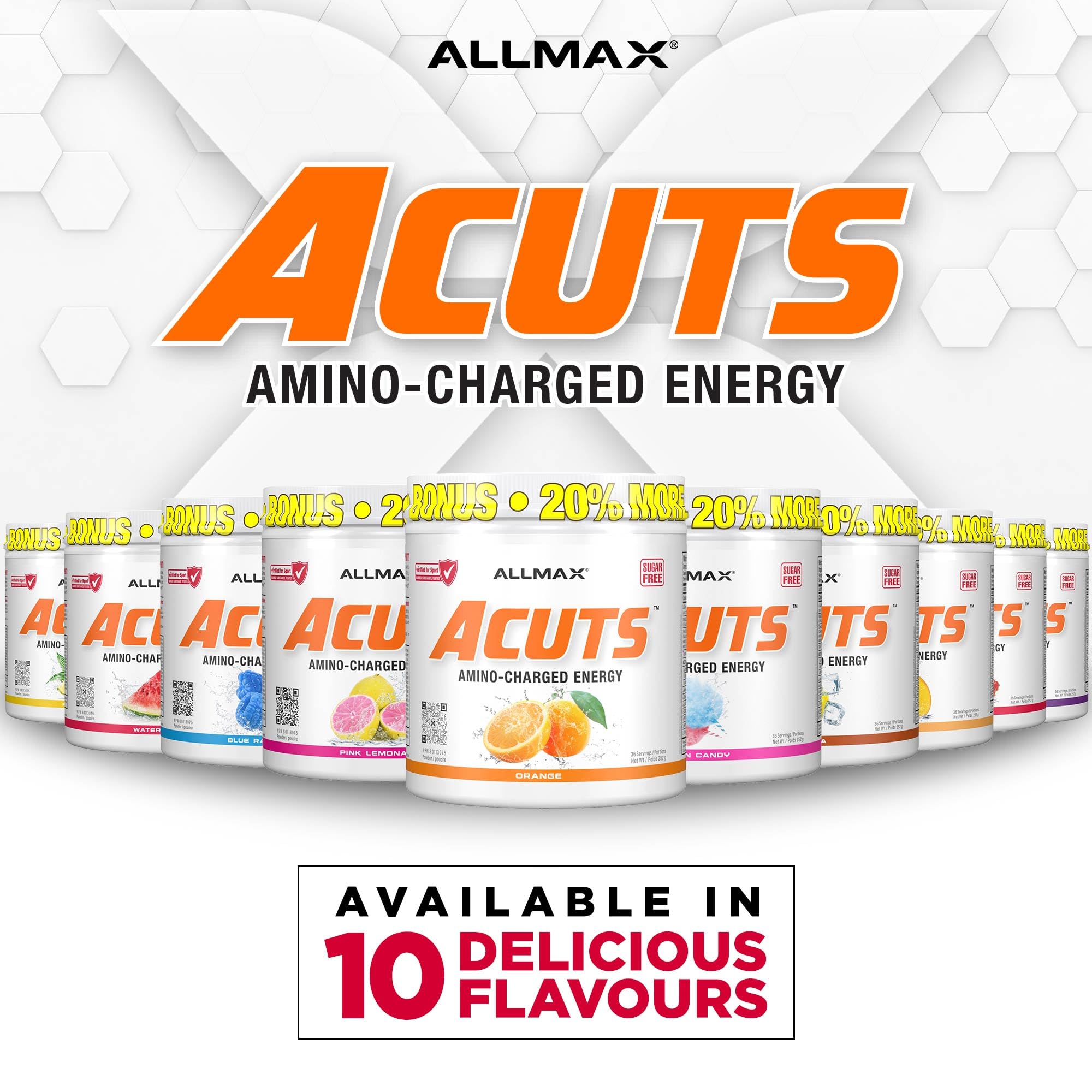 ALLMAX ACUTS Amino Energy Powder with Amino Acids Supplement, Goji Berry, 36 Servings, Caffeine, Green Coffee Extract, 2000 mg Taurine, L-Carnitine, Sugar Free, Gluten & Dye Free, Amino Acid Drink 🍁 All In One Marketplace Canada