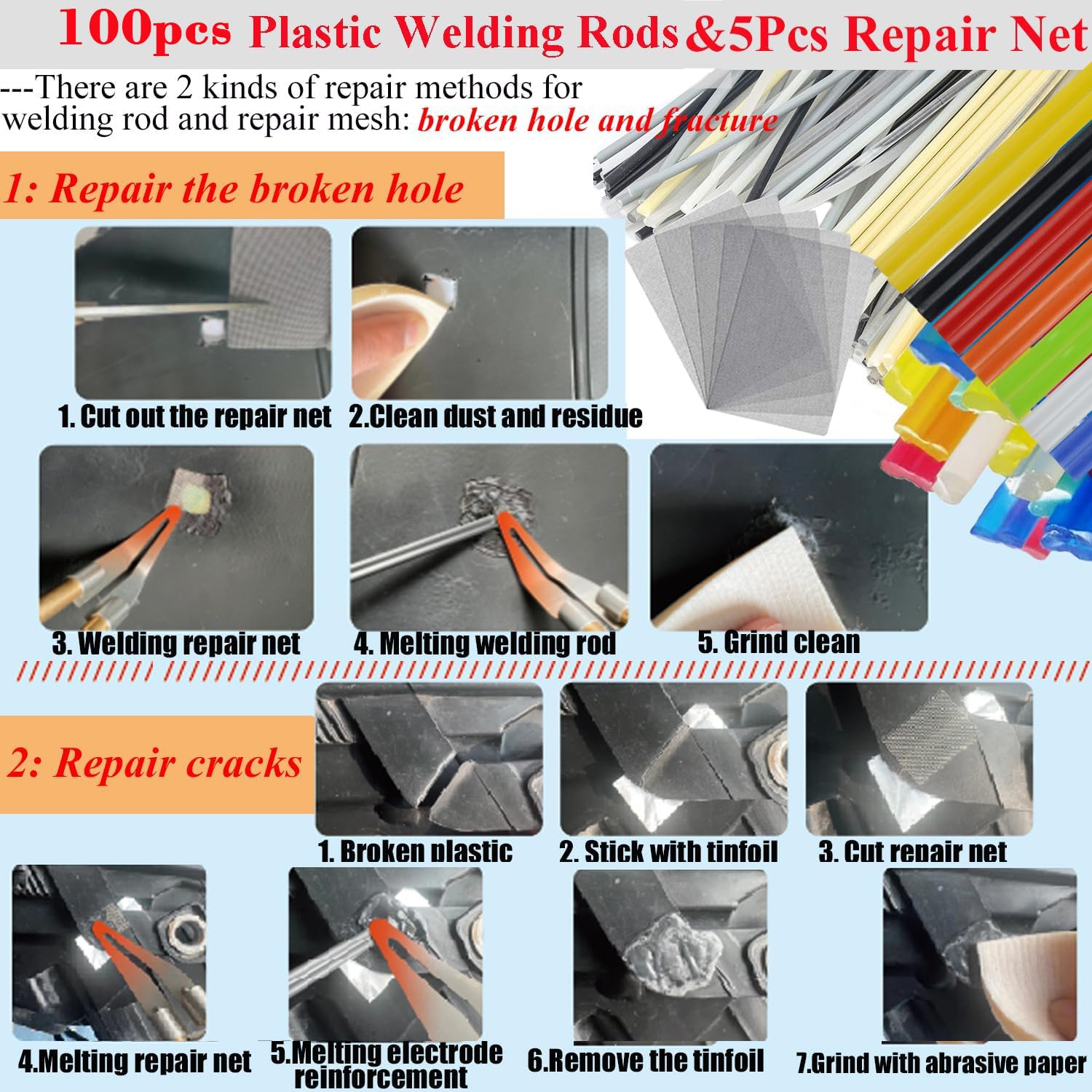 Upgraded 220W Plastic Welder, 2 in 1 Plastic Welding Repair Welder Kit 1000PCS Hot Stapler Soldering Gun with 100PCS Plastics Welding Rods Car Bumper Repair Kit for Most Plastics Repair 🍁 All In One Marketplace Canada