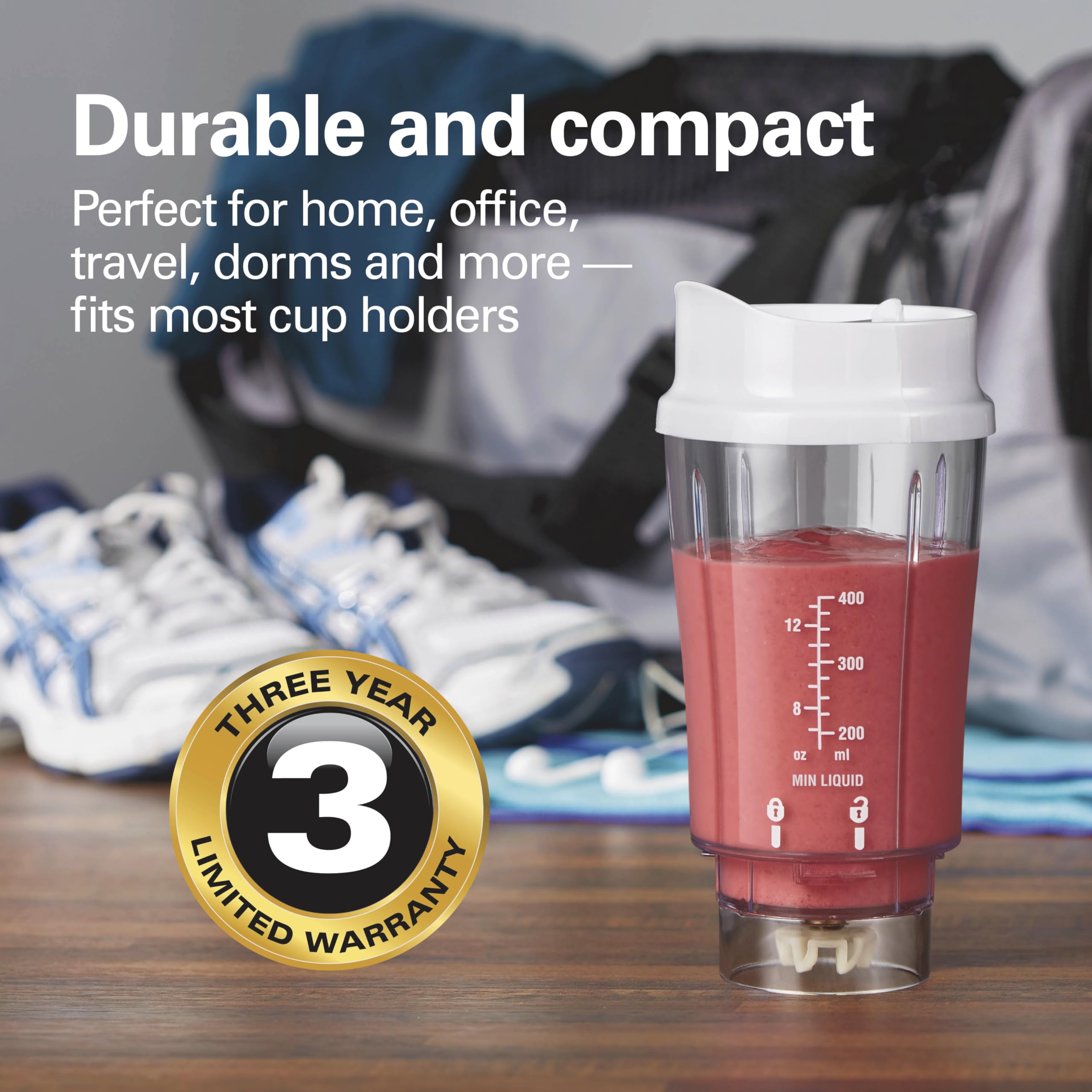 Hamilton Beach Personal Blender for Smoothies & Protein Shakes, Portable Single Serve Blender with 2 Travel Jars & Lids, 14 oz BPA-Free Cups, Stainless Steel Blades, 300W, White, 51102G 🍁 All In One Marketplace Canada