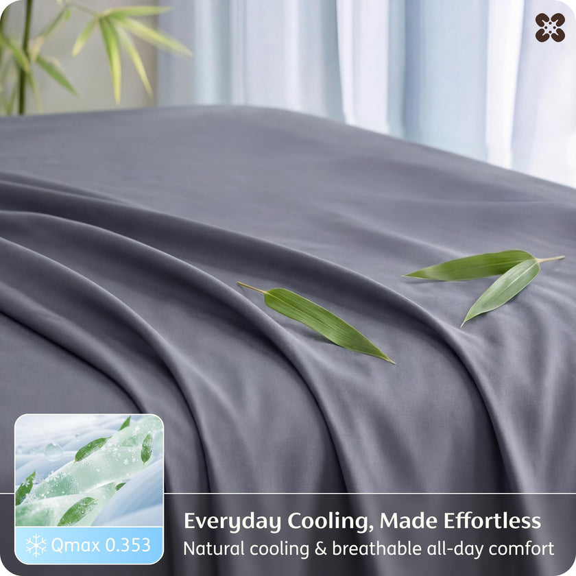 Bedsure 100% Rayon Bamboo Sheets Queen Size Set, Dark Grey 🍁 All In One Marketplace Canada