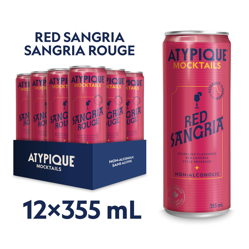 ATYPIQUE Mocktails Non-Alcoholic Cocktail, Red Sangria, 355 mL, 12-Count 🍁 All In One Marketplace Canada