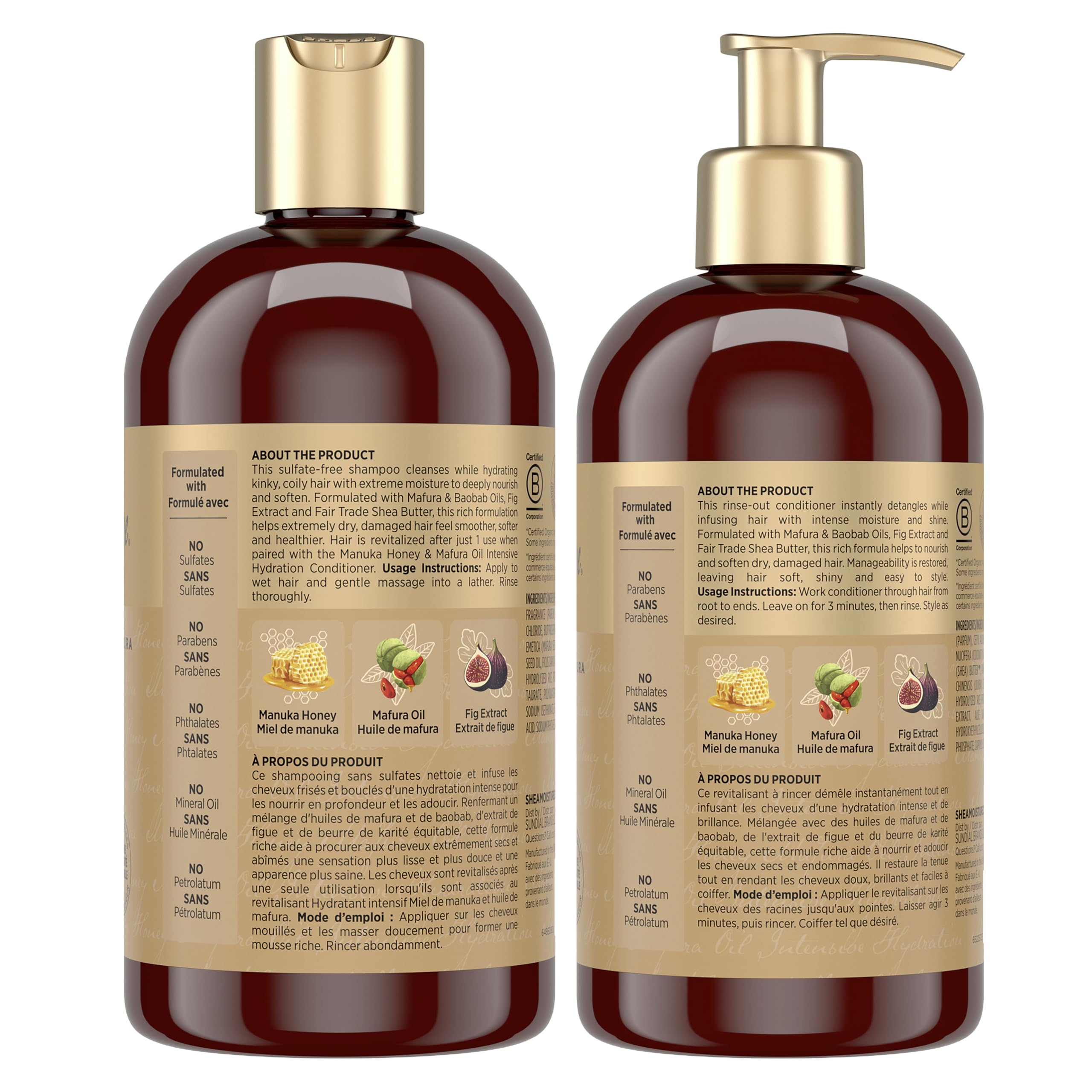 Shea Moisture Manuka Honey and Mafura Oil Shampoo and Conditioner For Extra Dry, Damaged Hair Formulated Without Sulfates, Silicones, Parabens, Phthalates, Mineral Oil or Petrolatum, 384ml (2-Pack) 🍁 All In One Marketplace Canada