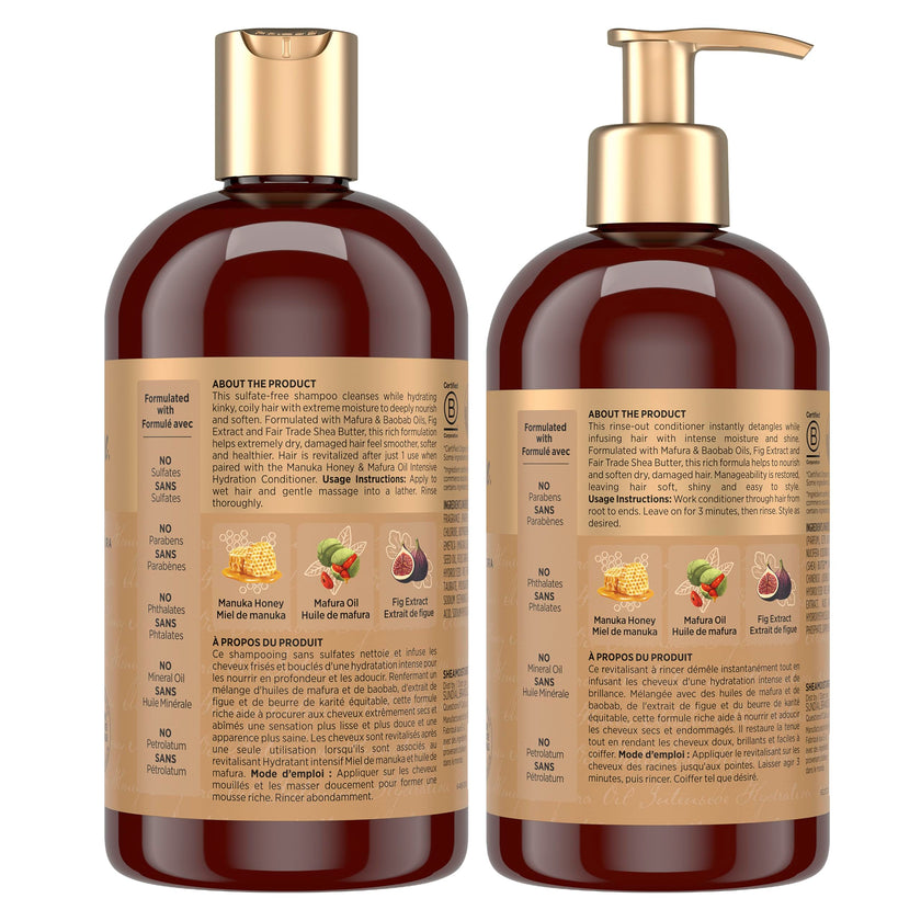 Shea Moisture Manuka Honey and Mafura Oil Shampoo and Conditioner For Extra Dry, Damaged Hair Formulated Without Sulfates, Silicones, Parabens, Phthalates, Mineral Oil or Petrolatum, 384ml (2-Pack) 🍁 All In One Marketplace Canada