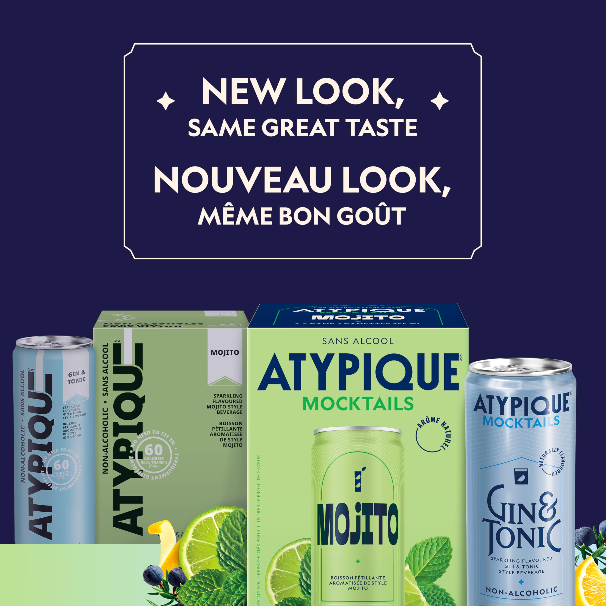 Atypique Non-Alcoholic Cocktail, Mojito, 355 mL, 12-Count 🍁 All In One Marketplace Canada