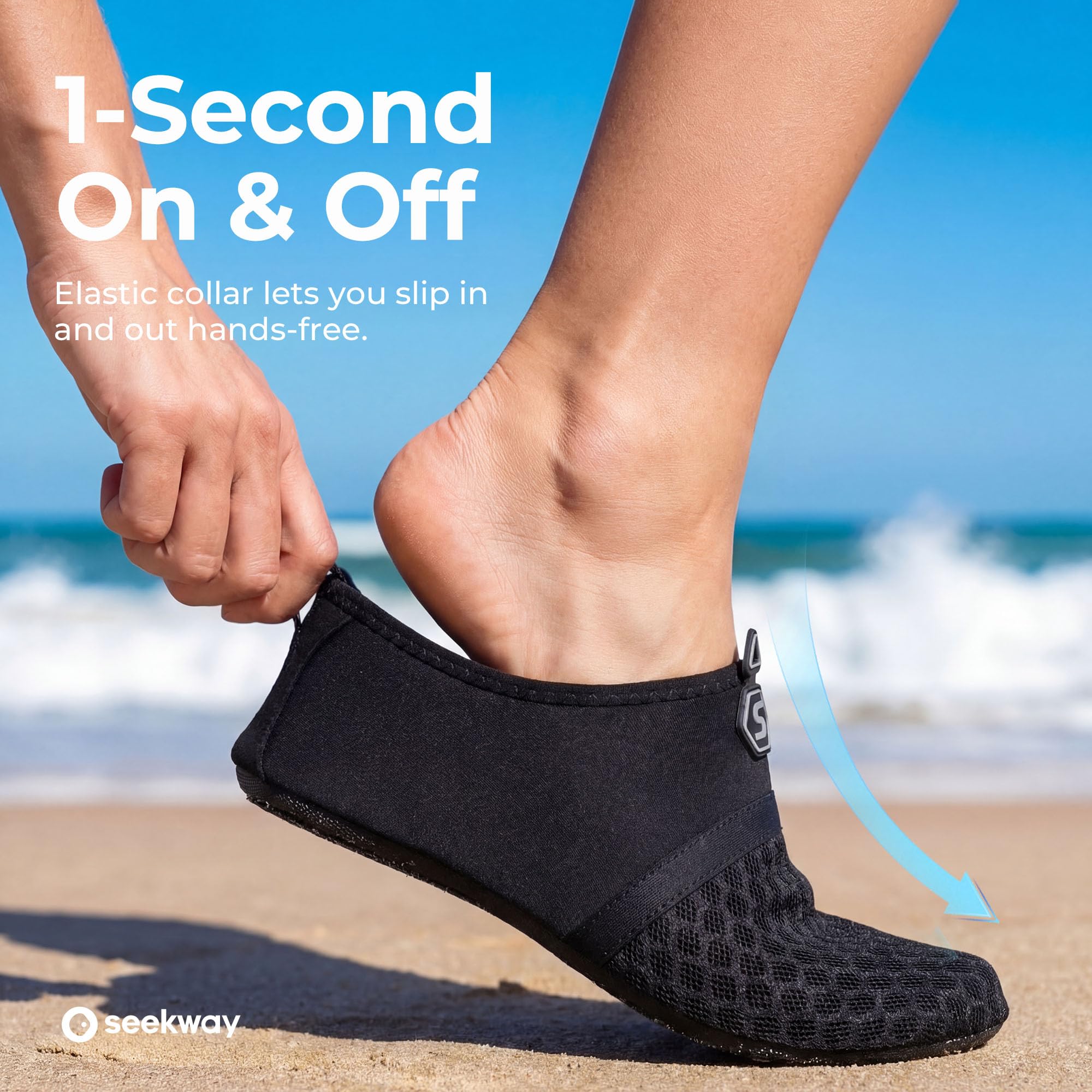 SEEKWAY Water Shoes Women Men Quick-Dry Beach Aqua Socks Barefoot Non Slip Swim Pool Outdoor Surf River Lake Yoga SK001 Black Size 6.5-7.5 W/5.5-6.5 M 🍁 All In One Marketplace Canada