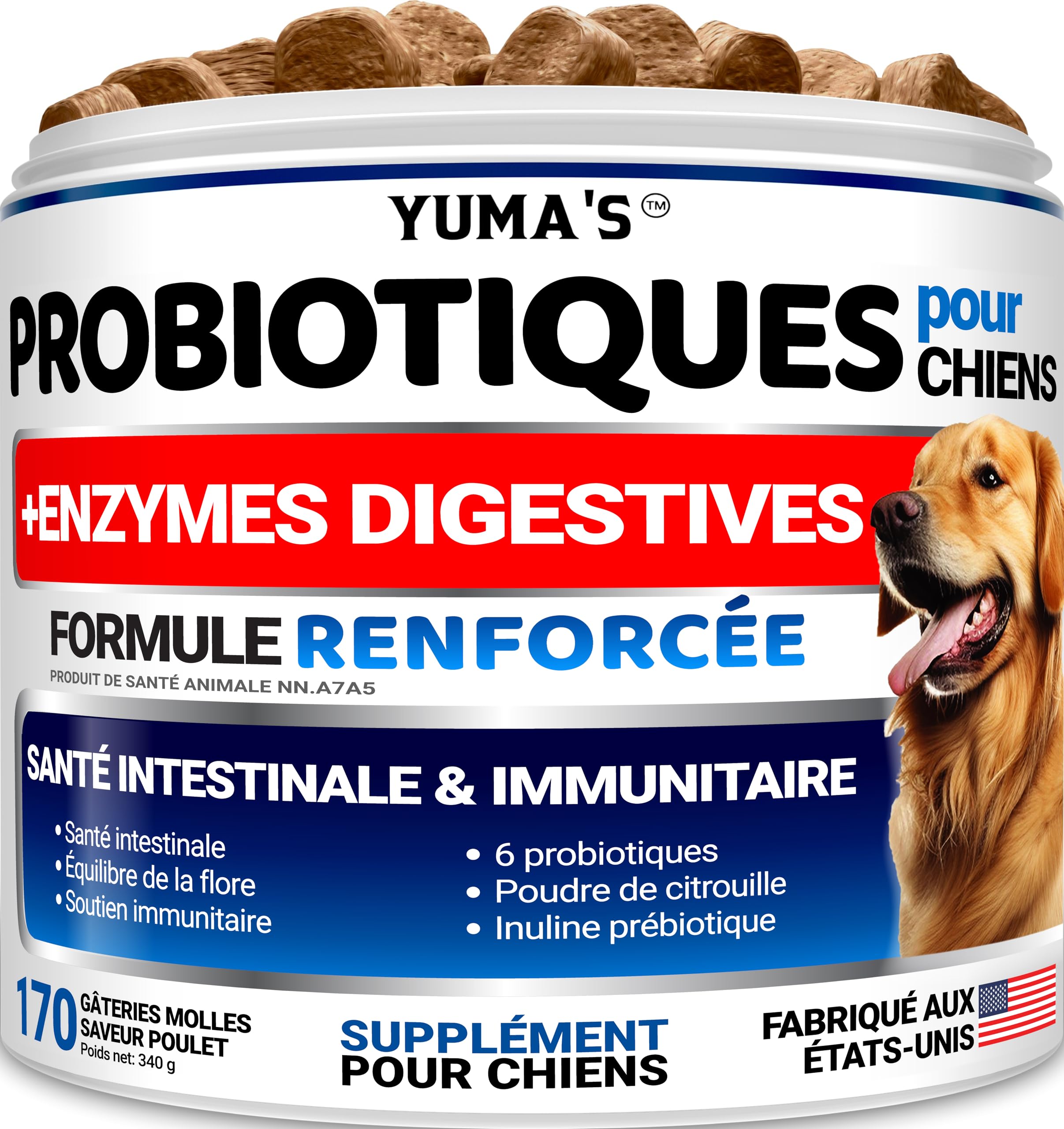 Probiotics for Dogs - 170 Chews - Helps Relieve Diarrhea, Gas & Allergies, Constipation - Dog Probiotics - Digestive & Immune Support - Prebiotics & Digestive Enzymes - Gut Health Chewable Supplement 🍁 All In One Marketplace Canada