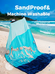 OCOOPA Beach Blanket Sand Free, Super Large 7.2'×6.8', Sandproof Waterproof, Soft Comfortable Sturdy Material, Wide Stripe Design, Light Weight Compact for Picnic, Vacations 🍁 All In One Marketplace Canada