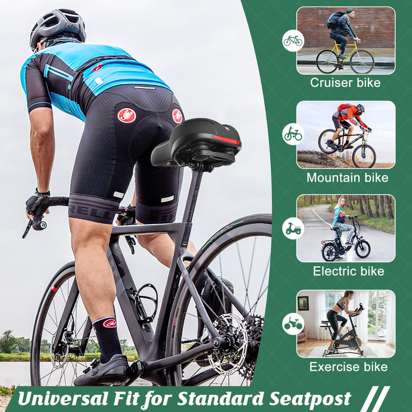 Comfortable Bike Seat for Men Women with Dual Shock Absorbing Ball Waterproof Wide Bicycle Saddle Fit for Most Standard Post 🍁 All In One Marketplace Canada