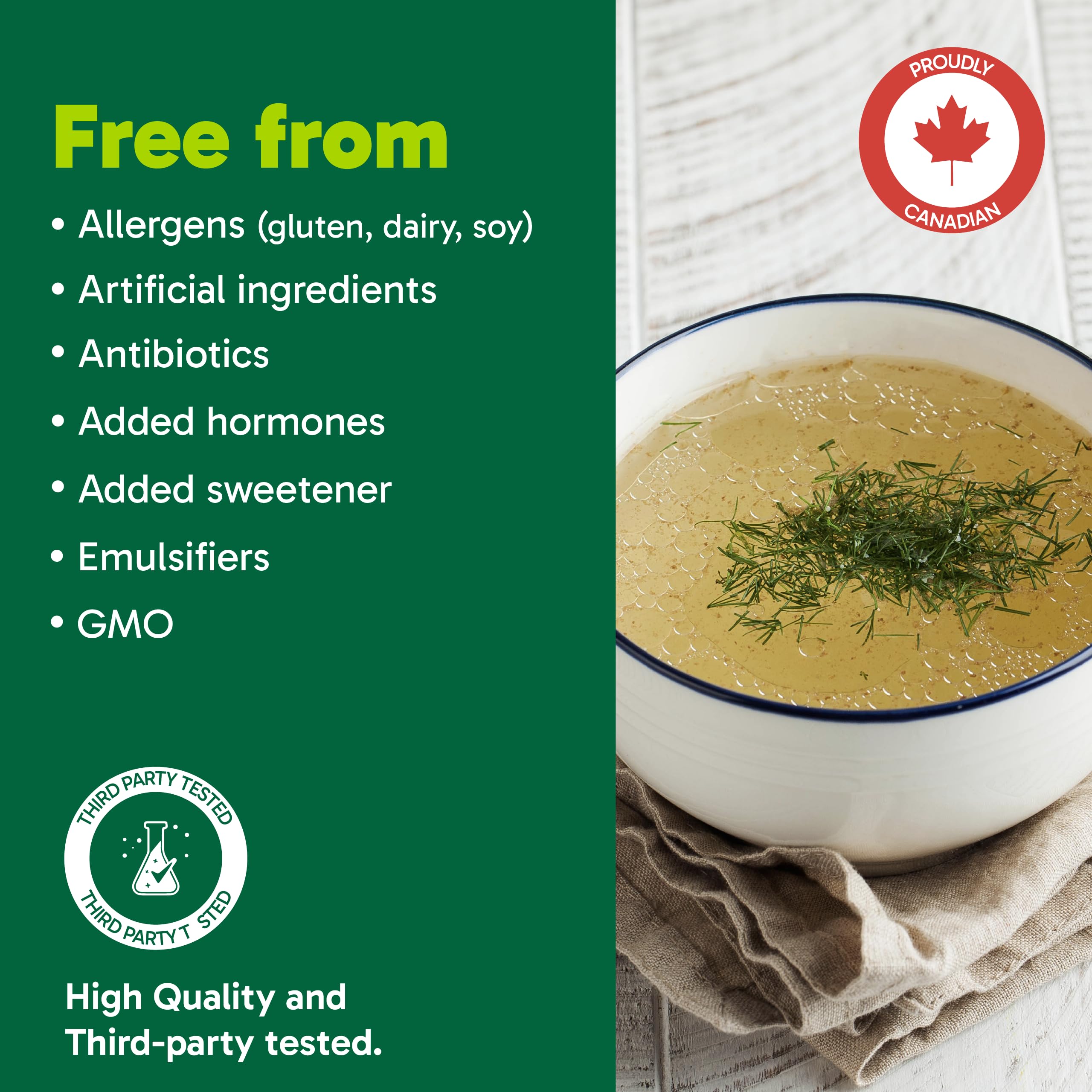 Organika Canadian-Made Beef Bone Broth Powder - Protein and Collagen Rich Bone Broth with Glucosamine and hyaluronic acid, from Grass-Fed Cattle whilst being Gluten and Dairy Free, Keto Friendly 300g 🍁 All In One Marketplace Canada