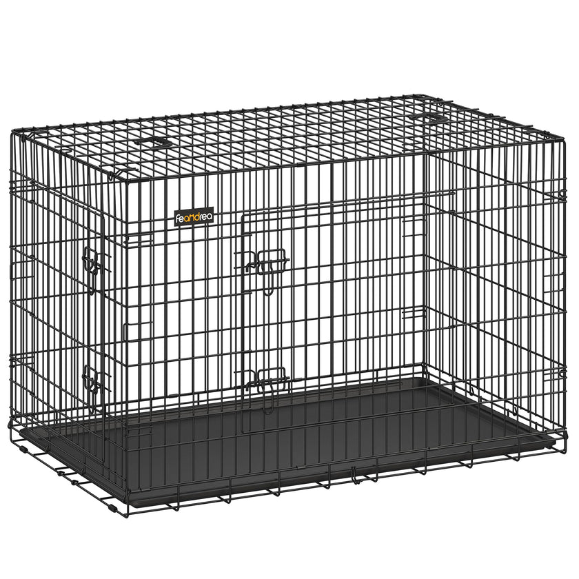 Feandrea Dog Crate, 48-Inch Foldable Dog Kennel with 2 Doors, Removable Tray, XXL, Black UPPD48H 🍁 All In One Marketplace Canada