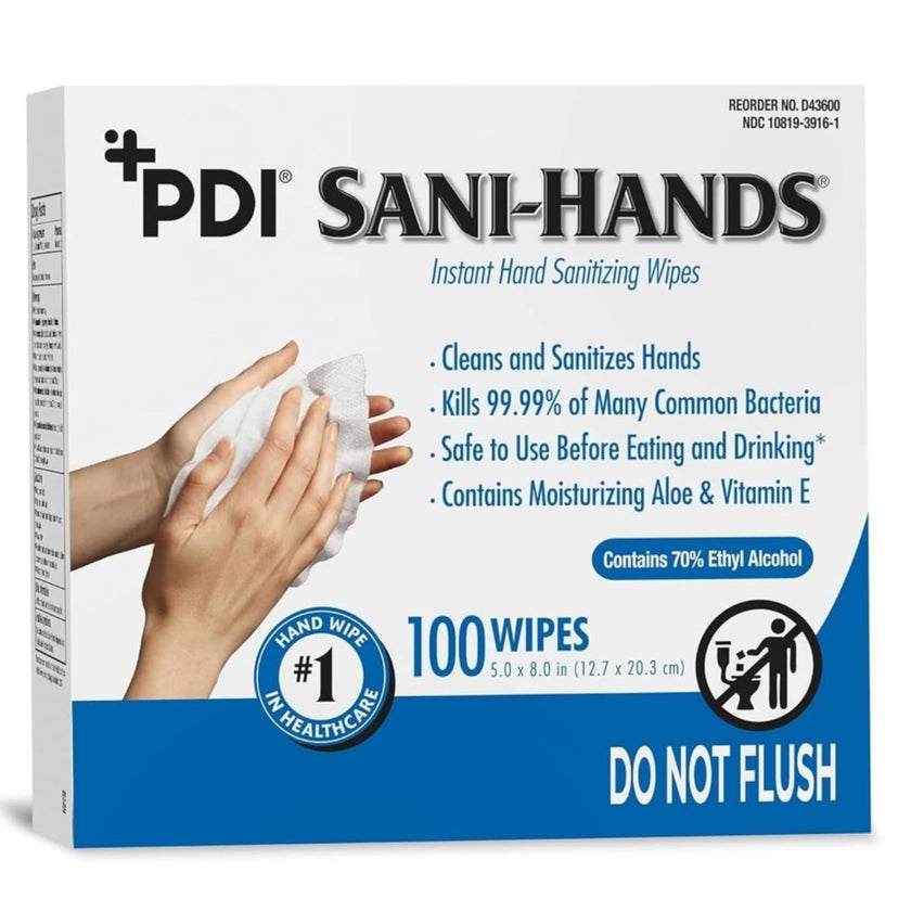 Sani-Hands Hand Sanitizer Wipes, Ethyl Alcohol Wipes Individually Wrapped with Aloe and Vitamin E, Hand Sanitizer Travel, Home, Outdoor Use, 5 in x 8 in, 100 Wipes, 1 Pack 🍁 All In One Marketplace Canada