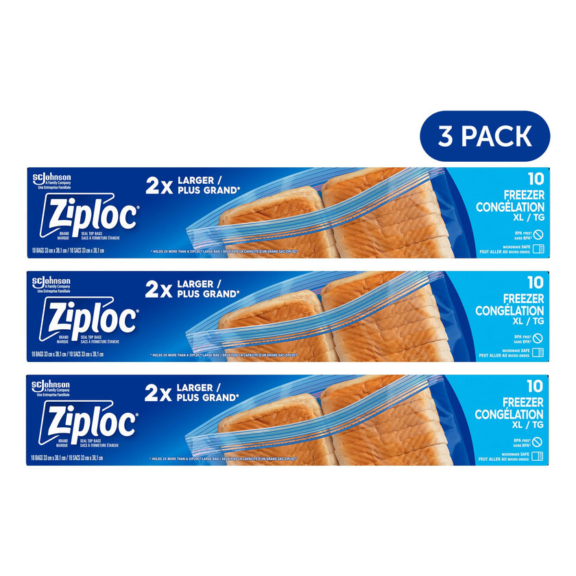 Ziploc Extra Large Food Storage Freezer Bags with Double Zipper Seal and Easy Open Tabs, 30 Count 🍁 All In One Marketplace Canada