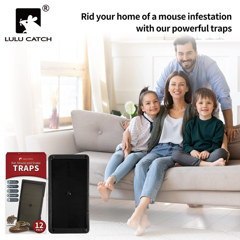 LULUCATCH Mouse Glue Traps 12 Pack, Larger & Heavier Plastic Sticky Glue Traps with Extra-Strong Adhesive for Mice, Rats, Sticky Mouse Trap for Indoor Use, Easy to Set. 🍁 All In One Marketplace Canada
