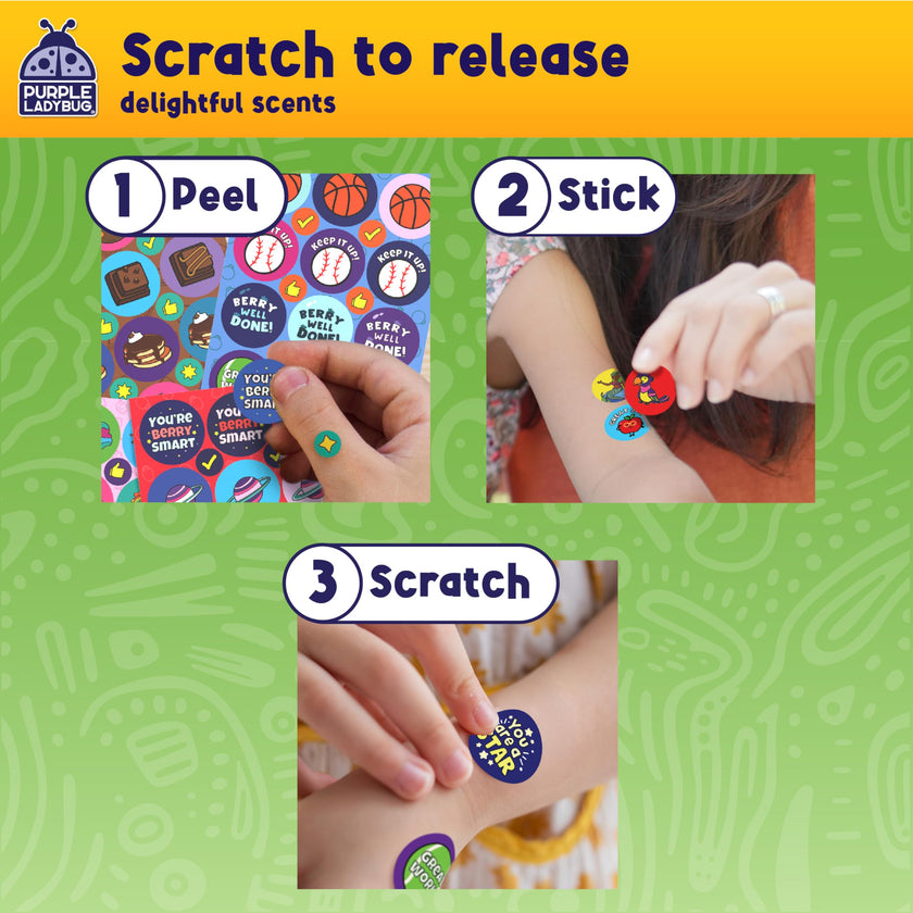 PURPLE LADYBUG 1260 Scratch and Sniff Stickers for Kids - Reward & Motivational Stickers - Smelly Stickers Teacher Must Haves for Classroom Essentials 🍁 All In One Marketplace Canada