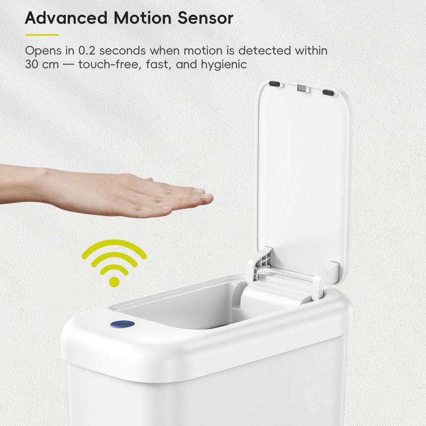EKO Automatic Bathroom Trash Can with Lid, 2.6 Gallon Slim Touchless Garbage Can, Waterproof Motion Sensor Trash Bin for Bathroom, Office, Kitchen, White 🍁 All In One Marketplace Canada