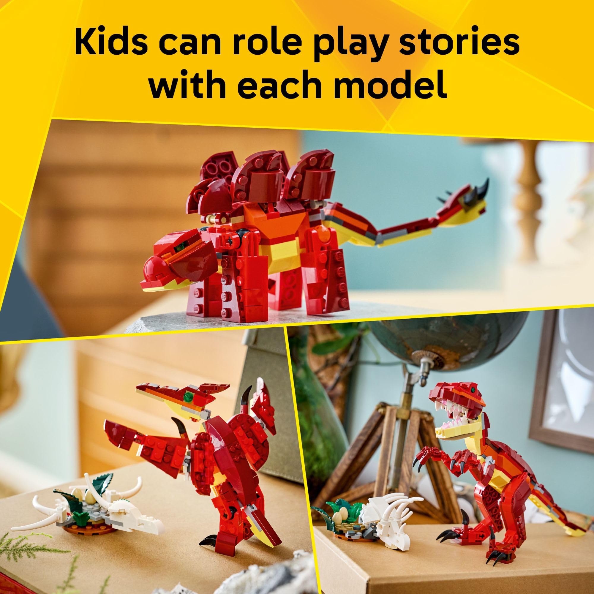 LEGO Creator 3 in 1 Fierce Dinosaur Building Toy for Boys & Girls, Ages 8+ - Kids Build 1 of 3 Prehistoric Animal Figures - Gift Idea for Birthdays - 31379 🍁 All In One Marketplace Canada