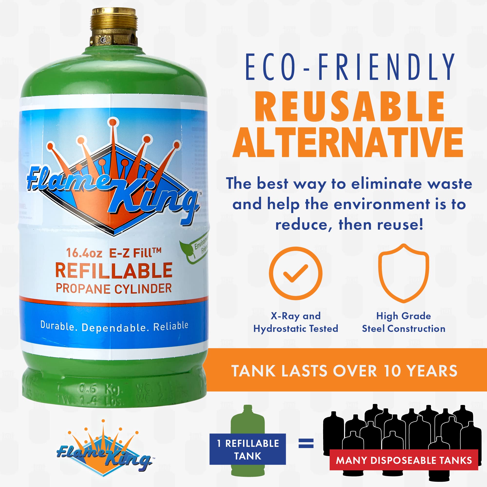 Flame King Refillable 1LB Empty Propane Cylinder Tank - Reusable - Safe and Legal Refill Option - DOT Compliant-16.4 oz (2-Pack), Green (YSN164-2) 🍁 All In One Marketplace Canada