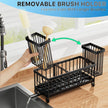 Cisily Sponge Holder for Kitchen Sink, Sink Caddy with High Brush Holder, Organzier Rustproof 304 Stainless Steel Dish Organizer Divider, Soap Dispenser Storage (Black) 🍁 All In One Marketplace Canada