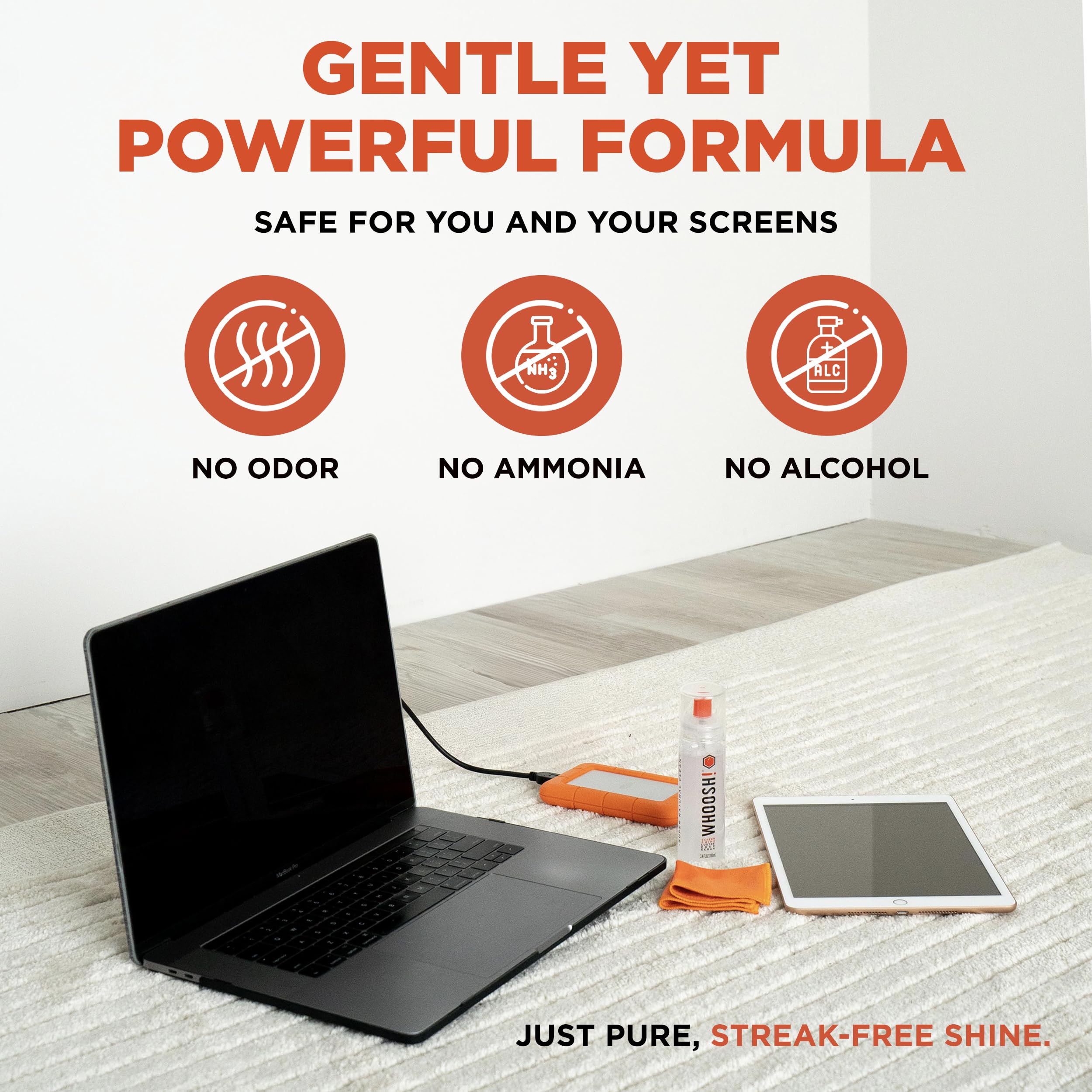 WHOOSH! Screen Shine Duo – Safe & Streak Free Electronics Cleaner for TV, OLED, MacBook, Laptop, Monitor and Car – Eyeglass Cleaner with 100ml + 8ml Bottles and 2 Microfiber Cloths 15x15 cm 🍁 All In One Marketplace Canada