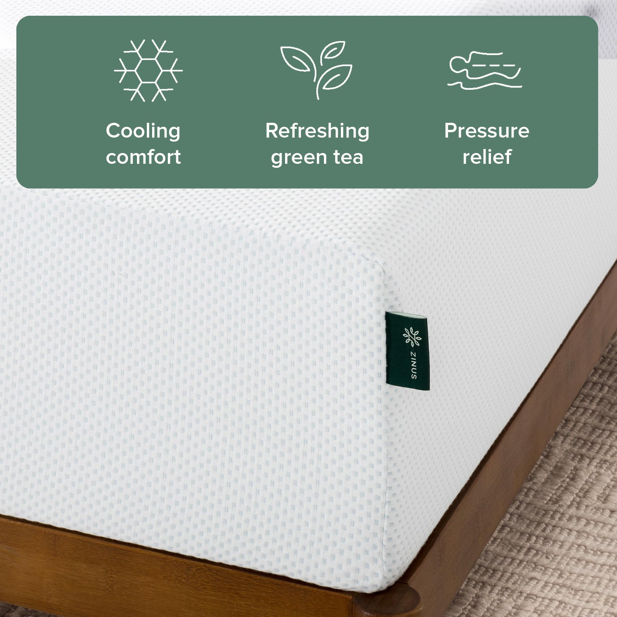 Zinus Twin Mattress - 10 Inch Green Tea Cooling Gel Memory Foam Mattress, Pressure Relief, for Cool Sleep, CertiPUR-US Certified Foam, Mattress in a Box, 10-Year Warranty, Twin Size 🍁 All In One Marketplace Canada