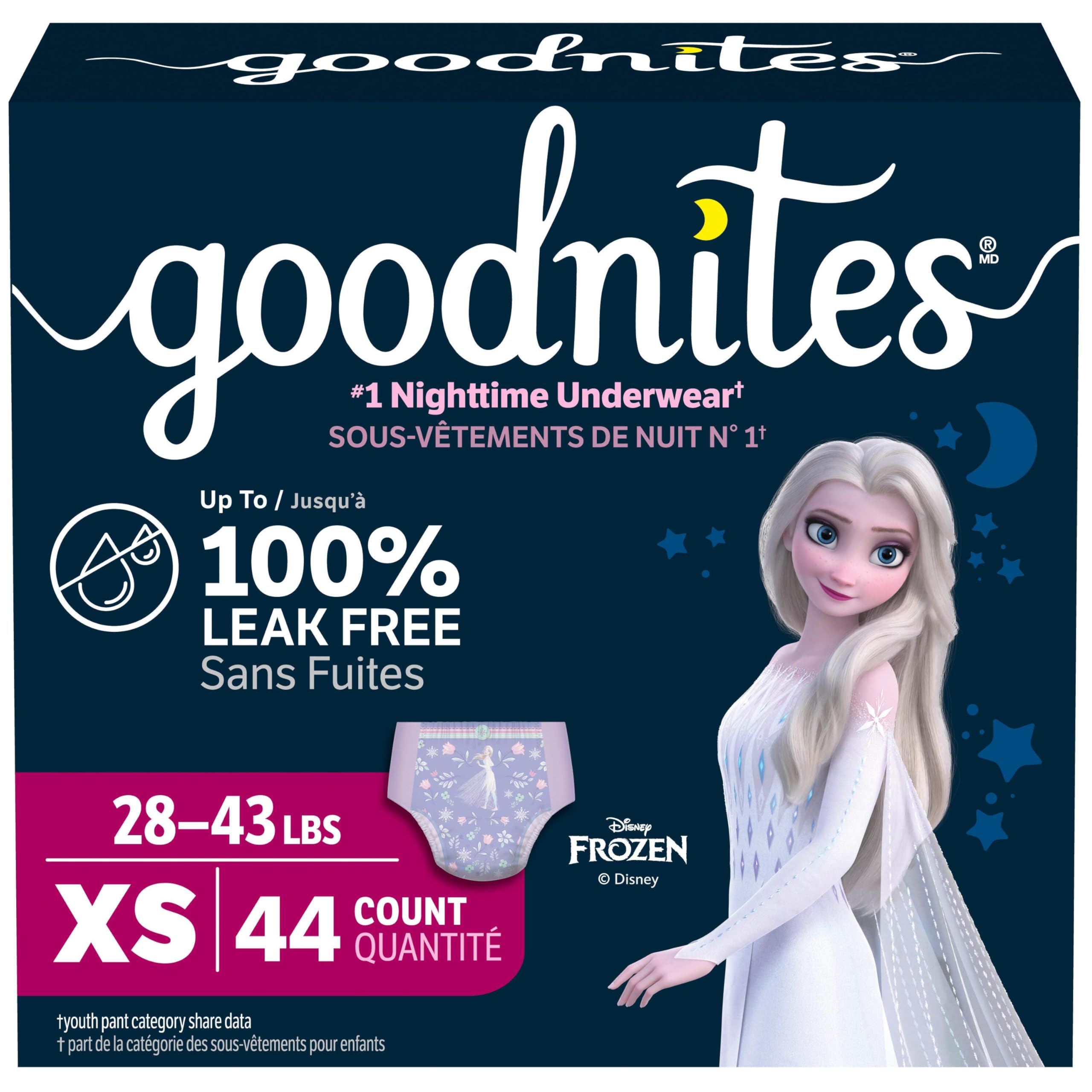 Huggies Goodnites Training Pants, Girls Bedwetting NightTime Underwear, Size XS, 28-43 lbs, 44 Count, Giga Pack 🍁 All In One Marketplace Canada