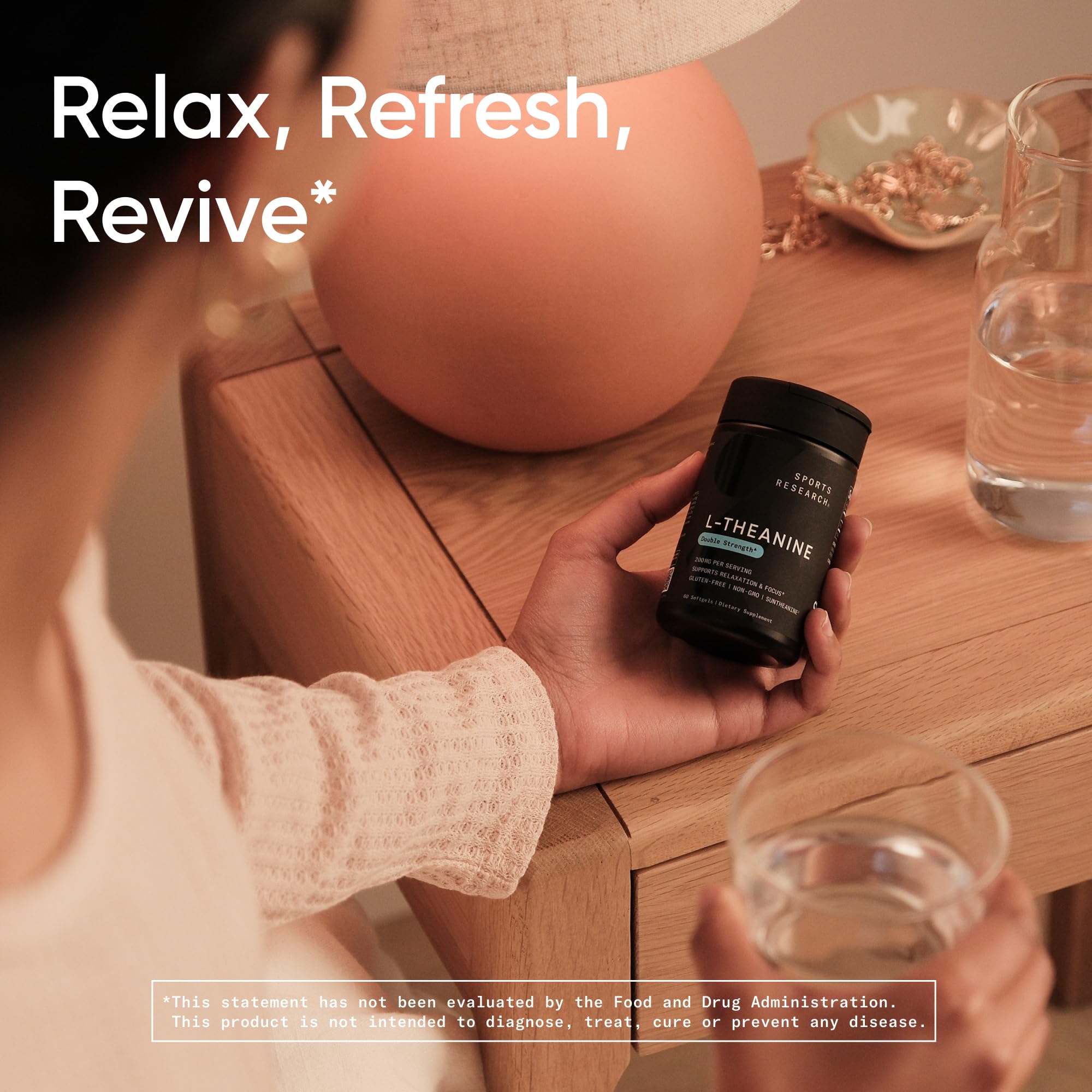 Sports Research® Double Strength ‘Suntheanine’ L-Theanine with Organic Coconut Oil - Promotes Alertness, Focus, and Relaxation without Drowsiness - 200 mg L Theanine Supplement - 60 Softgel Capsules 🍁 All In One Marketplace Canada