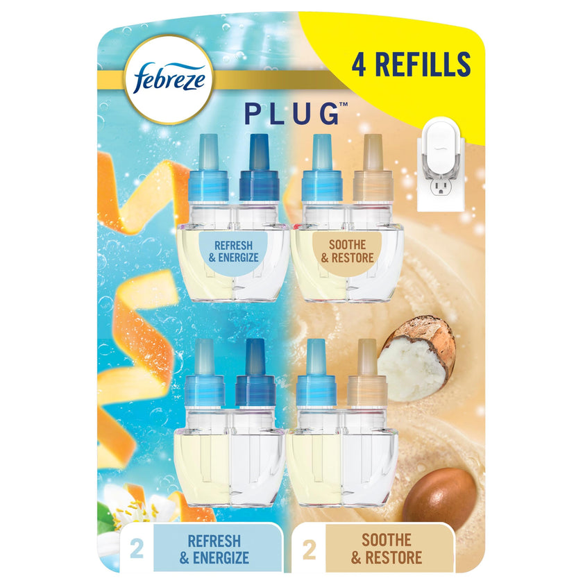 Febreze Plug In Air Freshener, Odor-Fighting Scented Oil Refill, Air Fresheners for Home and Bathroom and Kitchen, Long Lasting for Strong Odors, 104 ml Refills 🍁 All In One Marketplace Canada