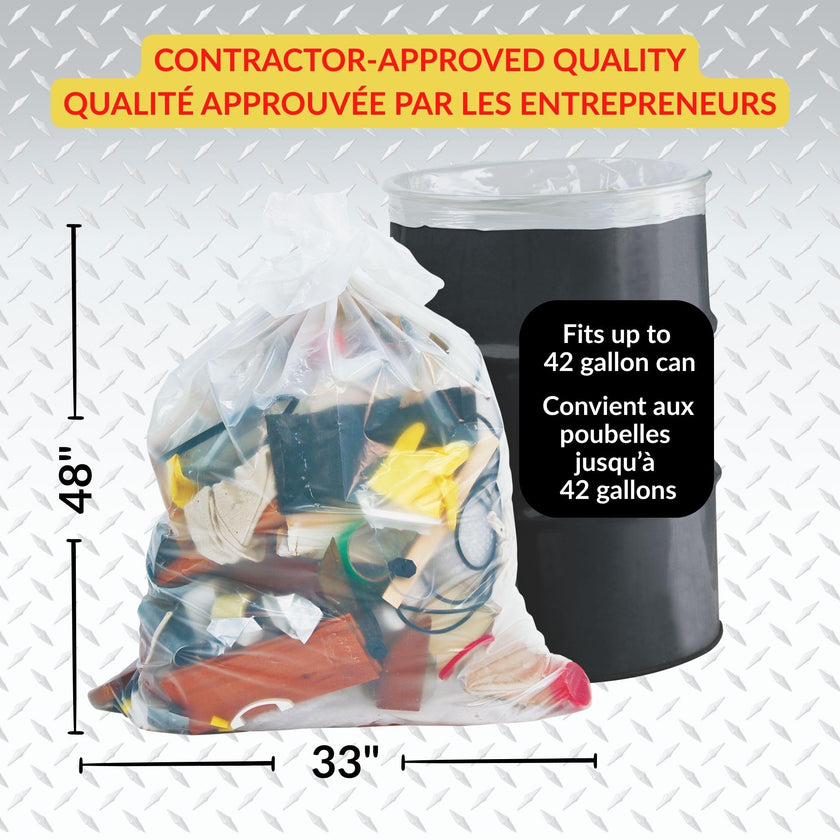 Maximum Heavy Duty Garbage Bags, 42-Gallon, 3 Mil, Clear Garbage Bags Extra Large, Tear Resistant, Industrial Strength, 32 Counts, Made In Canada 🍁 All In One Marketplace Canada