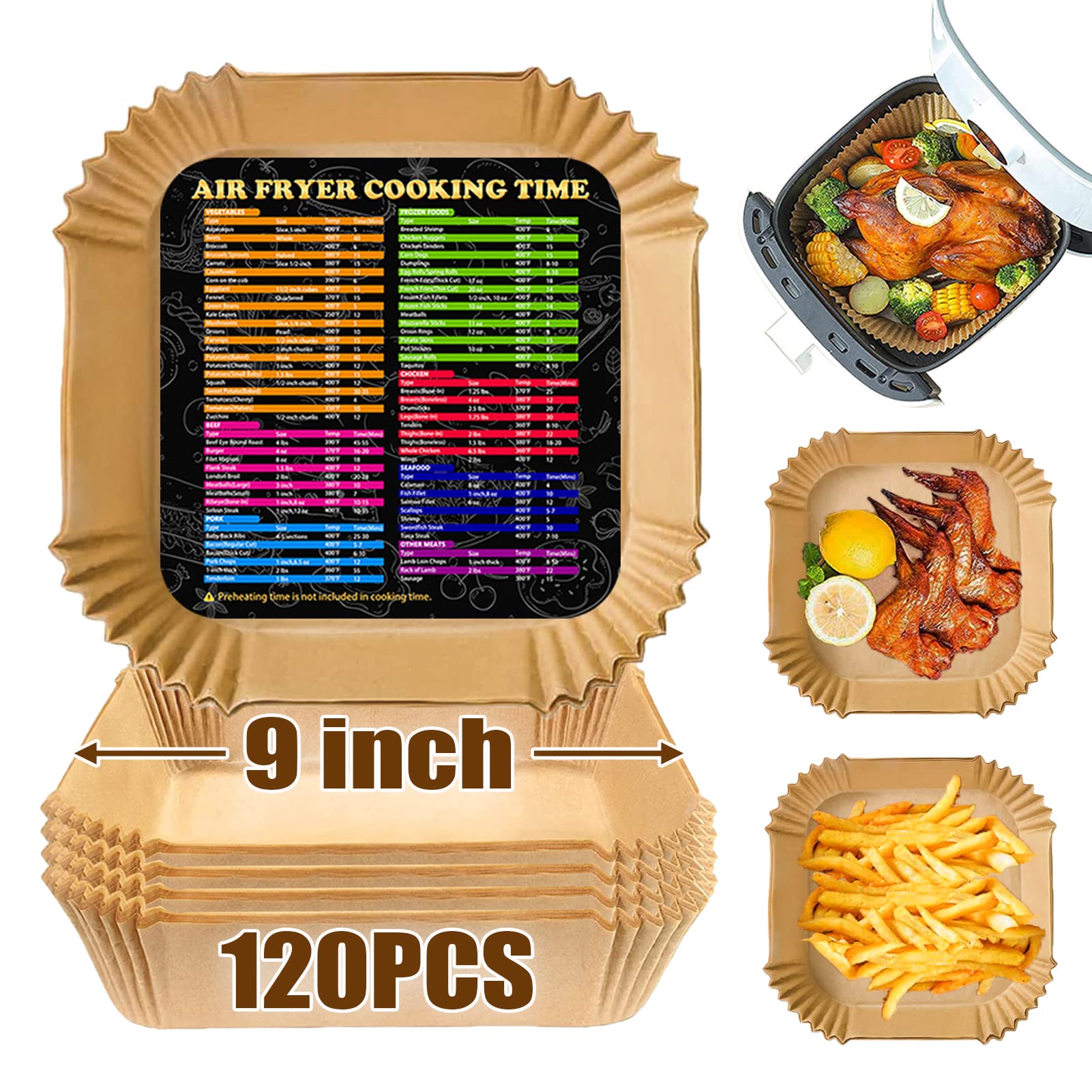 Air Fryer Liners, Airfryer Liners Disposable Square 9 Inch for 5-8QT Basket, Parchment Paper for Air Fryer Non-Stick Air Fryer Paper, Food Grade Air Fryer Parchment Paper Liners for Roasting Microwave 🍁 All In One Marketplace Canada