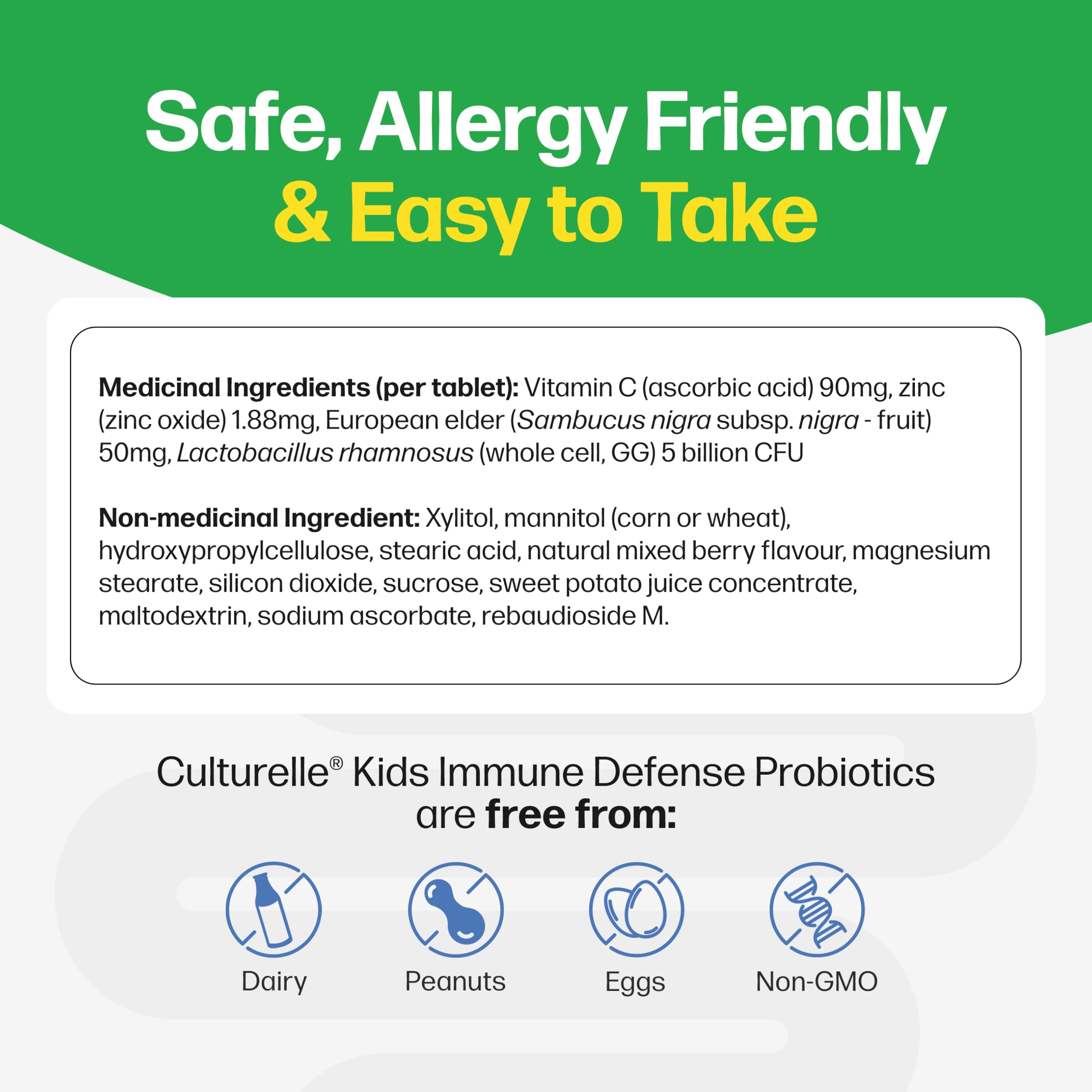 Culturelle Kids Immune Defense, Probiotic + Elderberry, Vitamin C and Zinc, Immune Support for Kids, Mixed Berry Chewables, 30 count 🍁 All In One Marketplace Canada