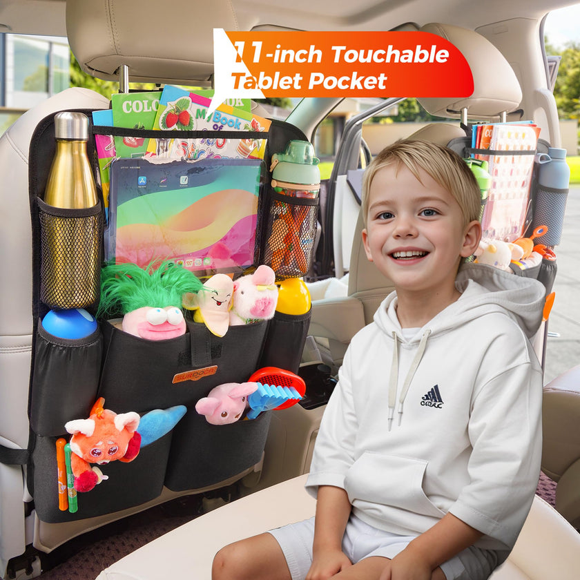 SURDOCA Backseat Car Organizer,4th Gen Back Seat Protector with 11 Inch Tablet Holder, 8 Pockets,Car Storage Accessories Back Seat Organizer for Kids 🍁 All In One Marketplace Canada