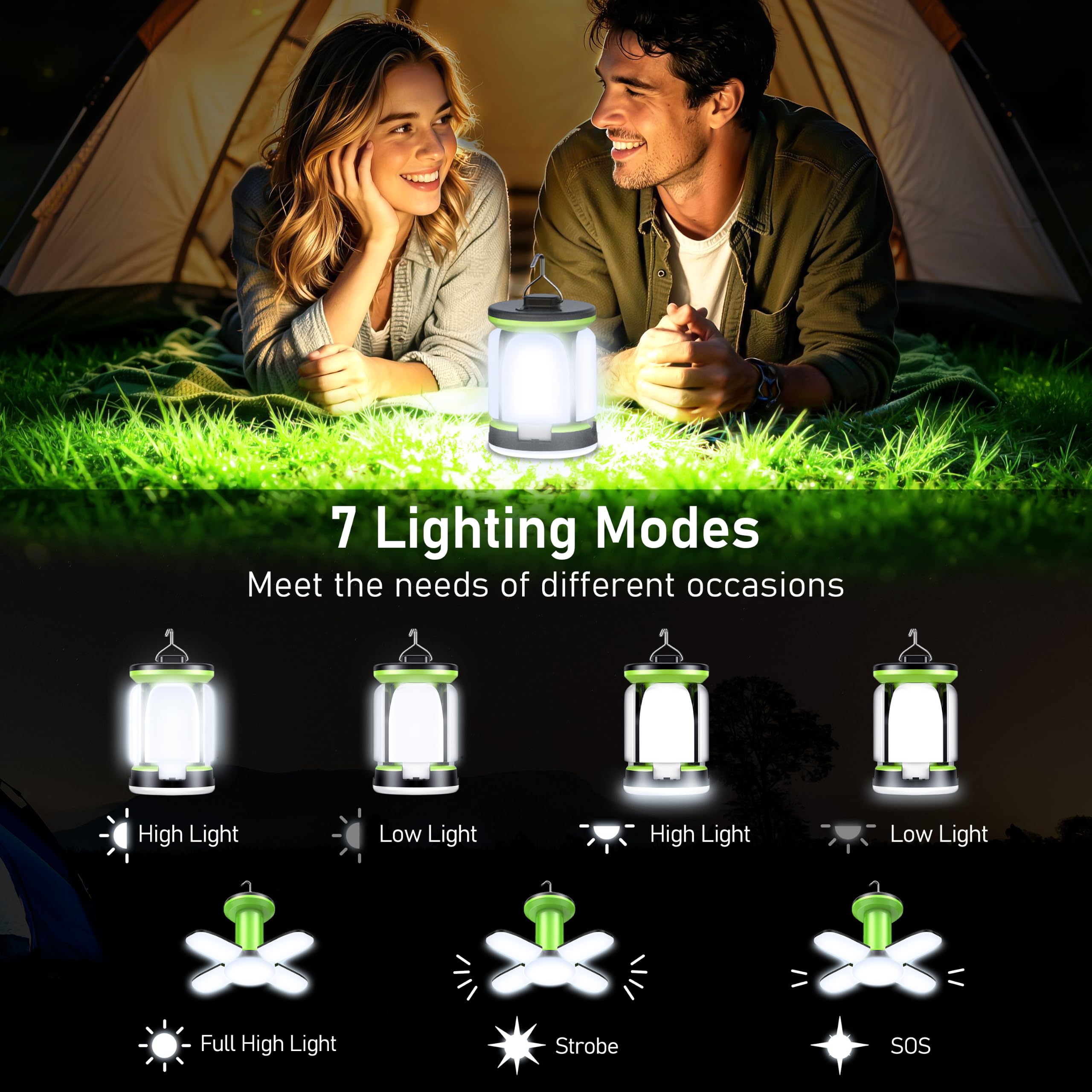 Blukar Camping Lantern Rechargeable, Camping Lights Lamp-7 Light Modes,60 LED Ultra Bright LED Tent Light,Long Battery Life for Outdoor for Camping, Emergency, Fishing, Hiking etc (White Light) 🍁 All In One Marketplace Canada
