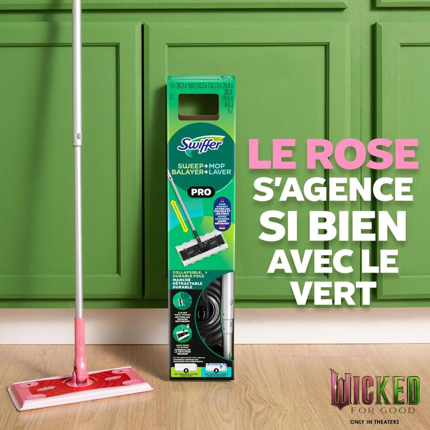 Swiffer Sweep and Mop Pro, 2-in-1 Floor Mopping , Multi-Surface Kit for Floor Cleaning, 5 Heavy Duty Dry Sweeping Cloths, 3 Heavy Duty Wet Mopping Cloths, Includes 1 Sweeper Device 🍁 All In One Marketplace Canada