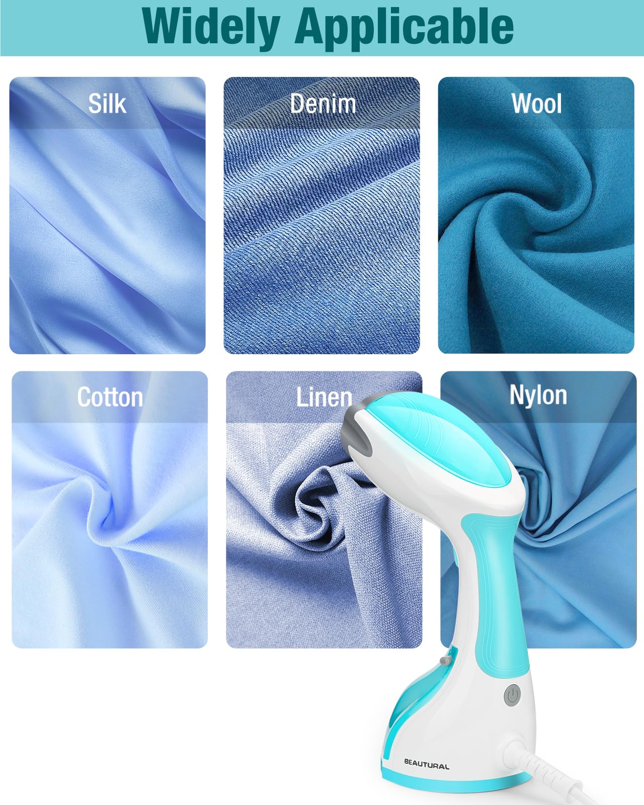 BEAUTURAL 1200-Watt Handheld Steamer for Clothes, 30-Second Heat-up, 8.79-Ounce Water Tank, Aqua 🍁 All In One Marketplace Canada