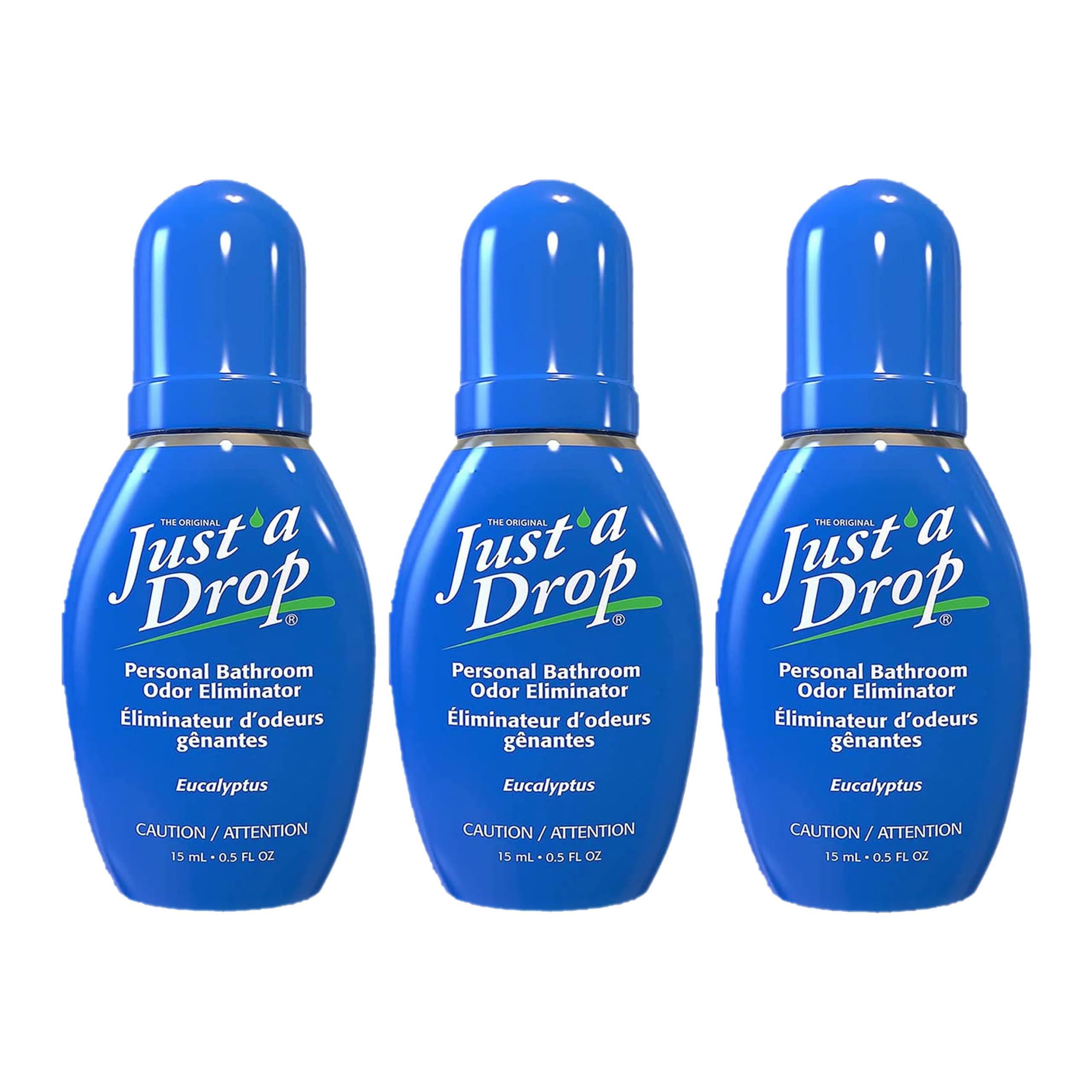 Just a Drop Before You Go Pocket Toilet Drops, Travel Size, Original Eucalyptus, 15 ml, Up to 200 Uses per Bottle, On-The-Go Bathroom Odour Deodorizer with Essential Oils, 3 Pack 🍁 All In One Marketplace Canada