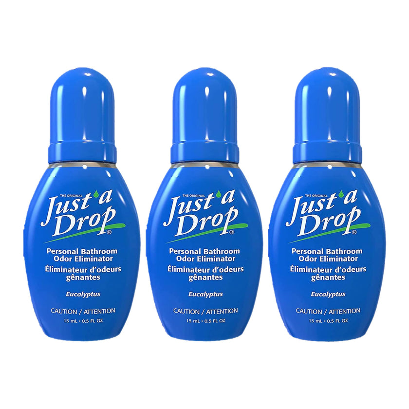 Just a Drop Before You Go Pocket Toilet Drops, Travel Size, Original Eucalyptus, 15 ml, Up to 200 Uses per Bottle, On-The-Go Bathroom Odour Deodorizer with Essential Oils, 3 Pack 🍁 All In One Marketplace Canada