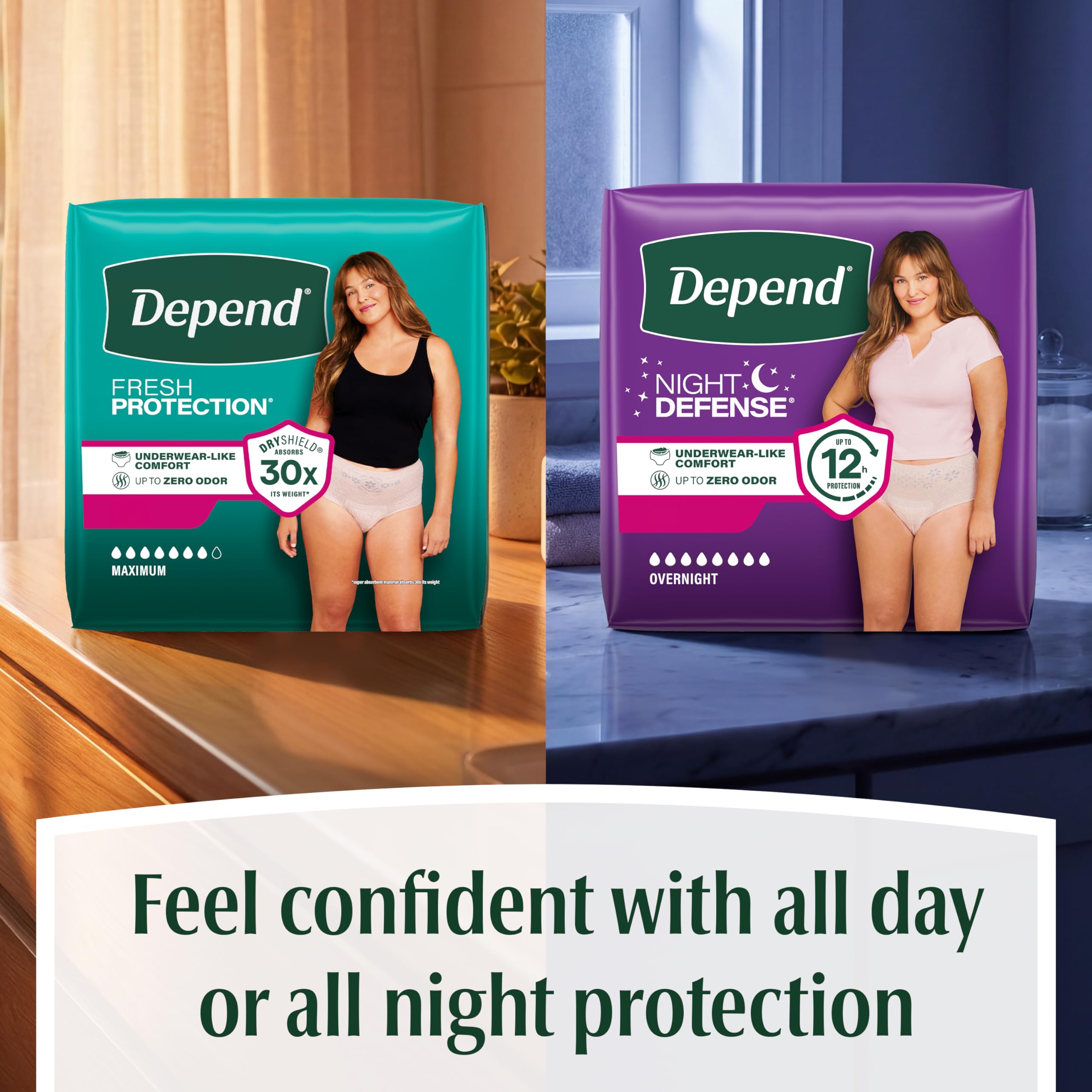 Depend FIT-FLEX Adult Incontinence Underwear for Women, Maximum Absorbency, S, Blush, 32 Count 🍁 All In One Marketplace Canada