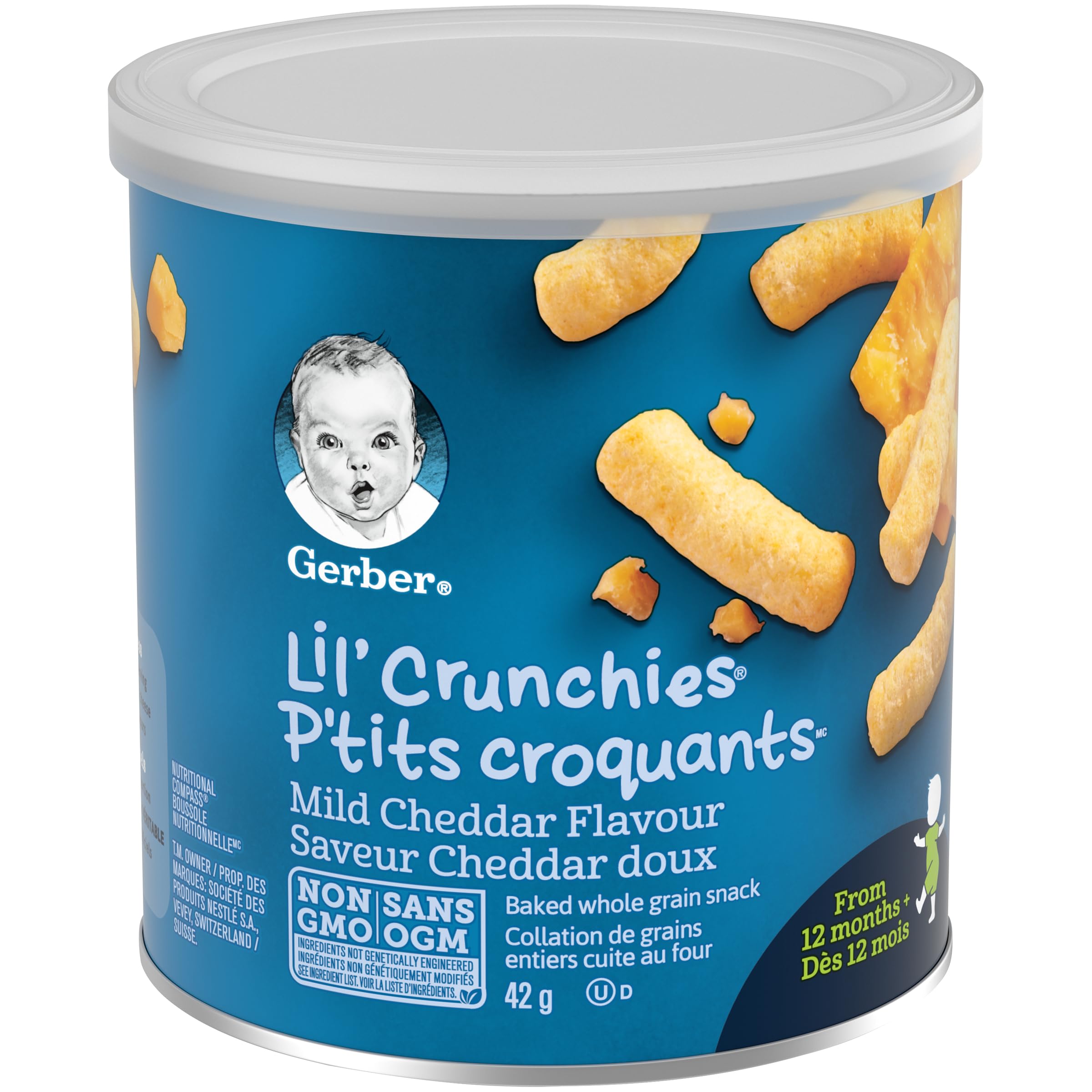 GERBER Lil’ Crunchies Mild Cheddar Flavour Toddler Snacks, 6 Boxes, 252 g 🍁 All In One Marketplace Canada