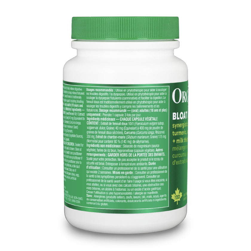 Organika Canadian-Made Bloat Relief- Helps Relieve Bloating and Flatulence- Herbal Blend of Sweet Fennel, Turmeric, and Milk Thistle- Digestive Support- 120vcaps 🍁 All In One Marketplace Canada