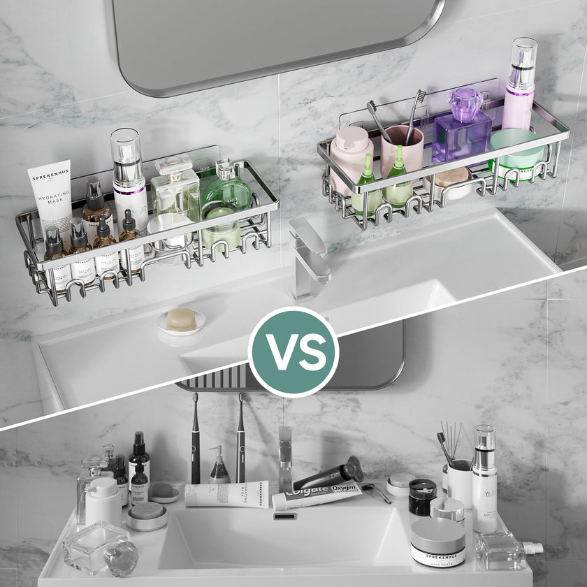 Veken Large Capacity Shower Caddy 3-Pack, No Drilling Adhesive Rack with Soap Holder, Rustproof & Waterproof Shelves, Bathroom Organizers and Storage, Wall-Mounted Kitchen & Home Decor, Silver 🍁 All In One Marketplace Canada
