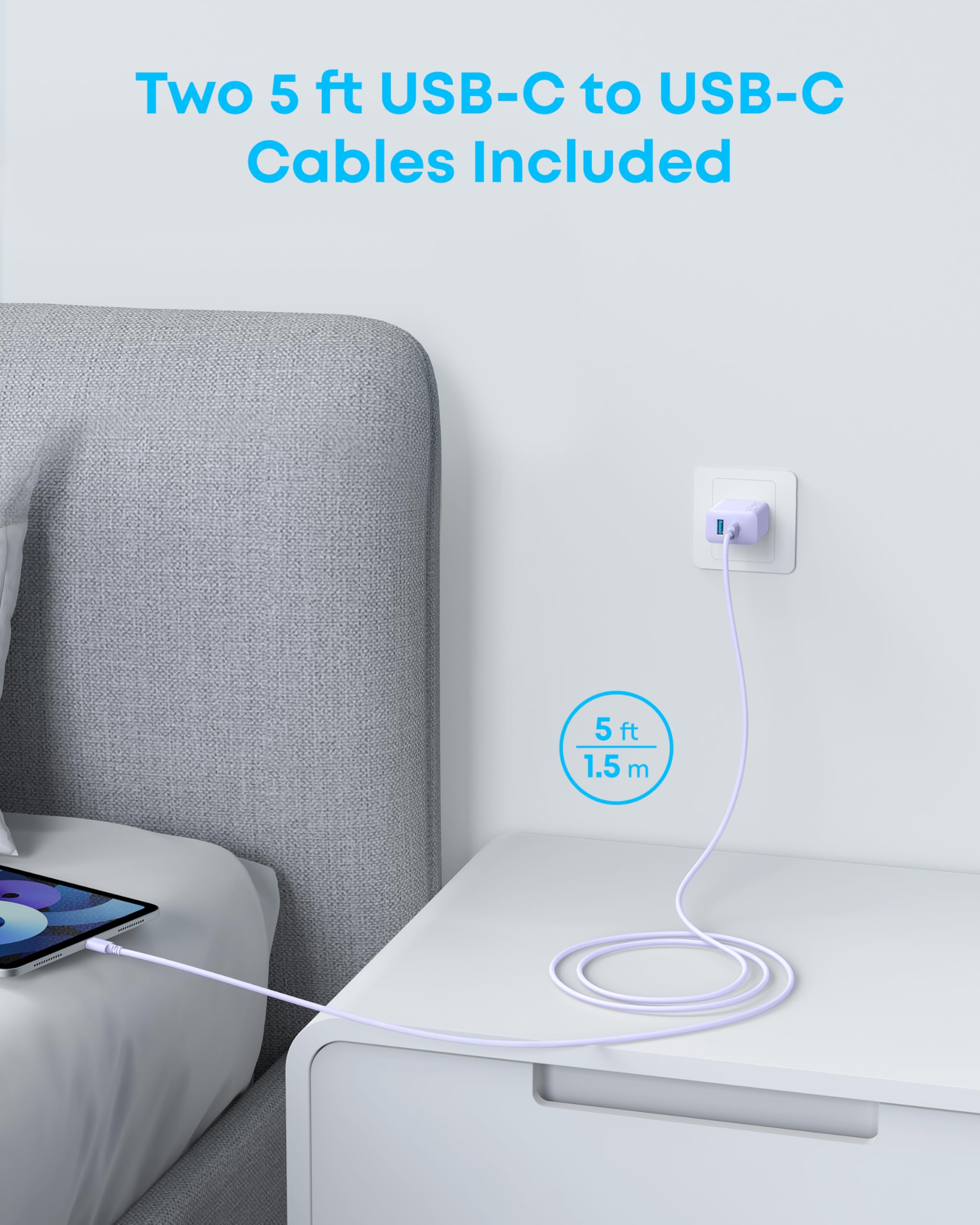 Anker iPhone 16 Charger, 2-Pack 20W Fast USB C Charger Block, for iPhone 16/16 Pro Max/15 Series/iPad Pro and More (Purple, 2 Pack & 2 Cable) 🍁 All In One Marketplace Canada